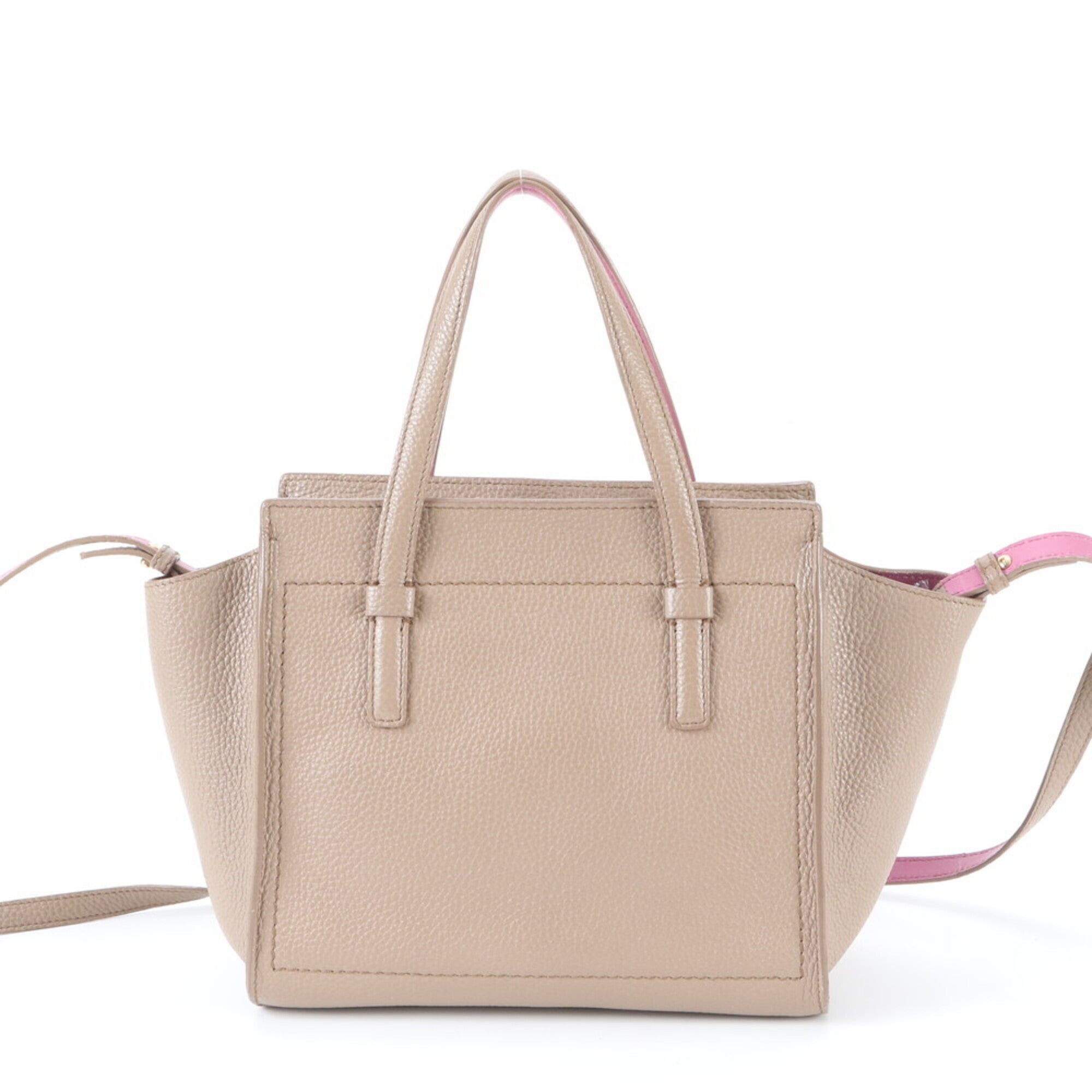 Salvatore Ferragamo Gancini Beige Leather Shoulder Bag Tote Bag (Pre-Owned)