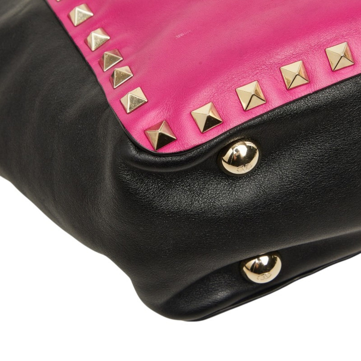 Valentino Black Pink Leather Handbag Shoulder Bag (Pre-Owned)