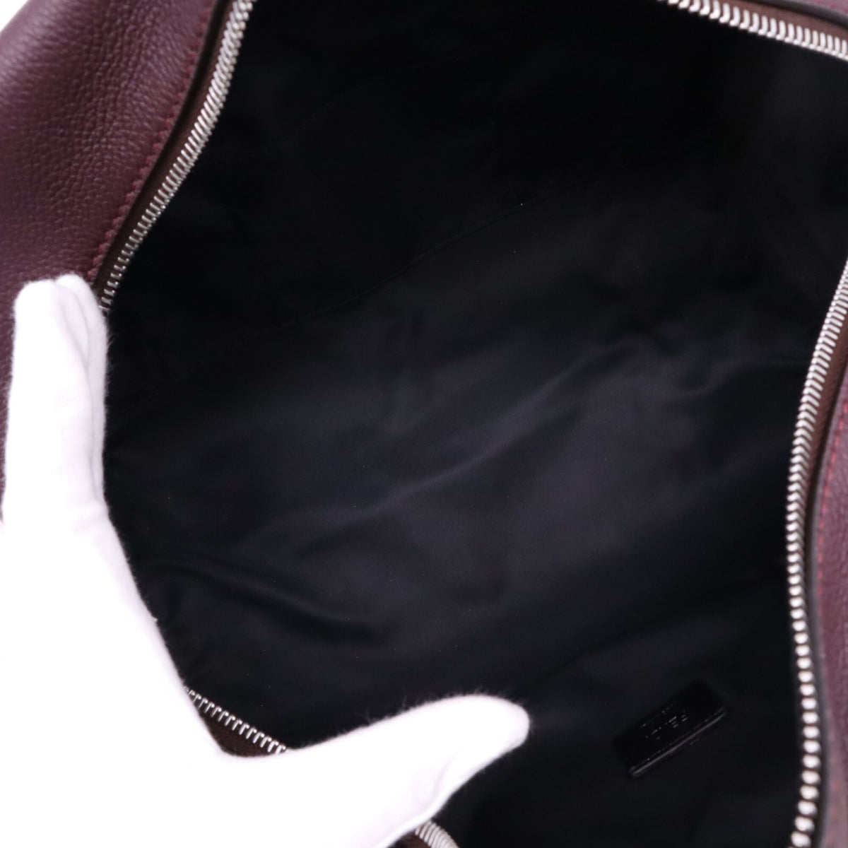 Fendi Red Color Wine Leather Clutch Bag (Pre-Owned)