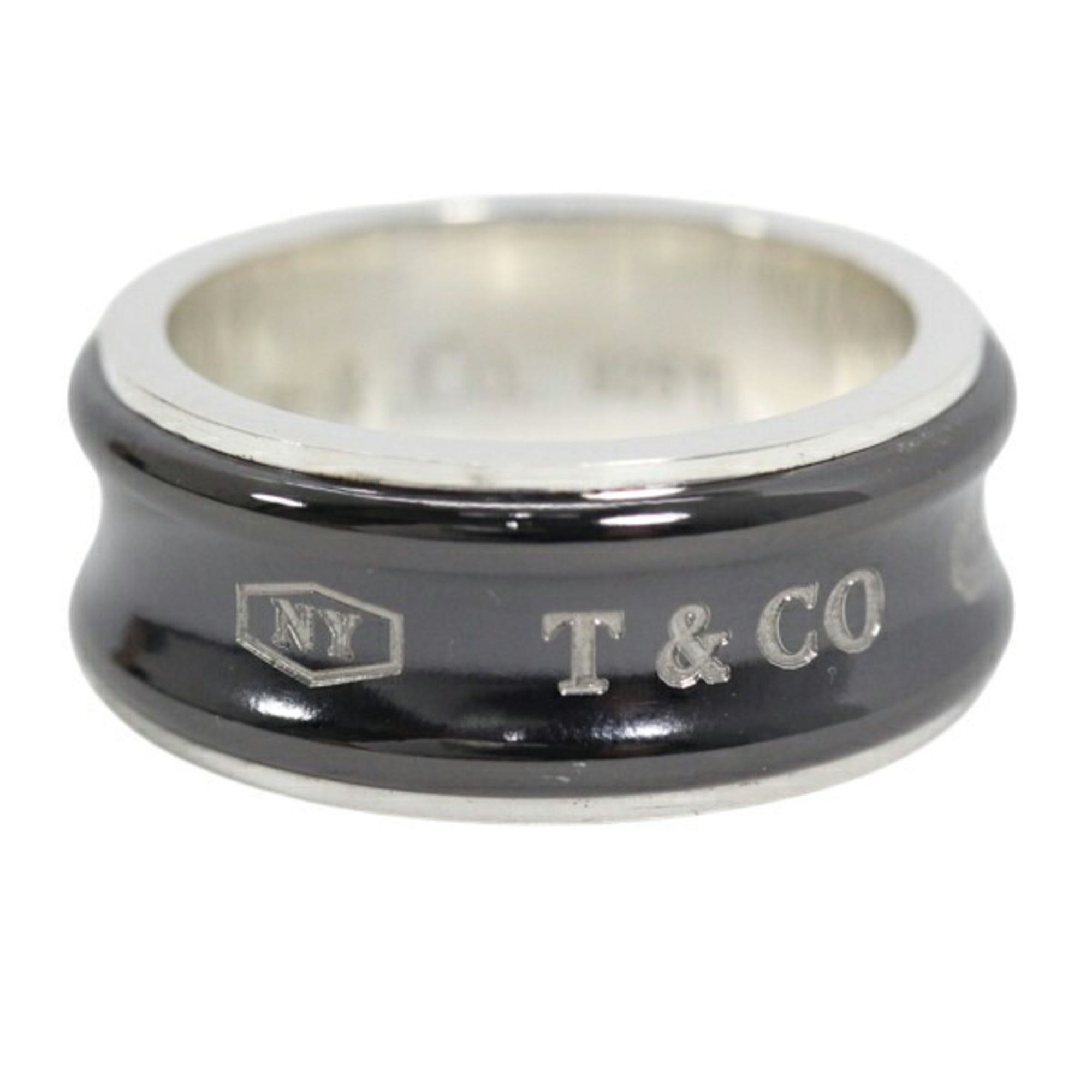 Tiffany Black Silver 925 Titanium Band Ring (Pre-Owned)