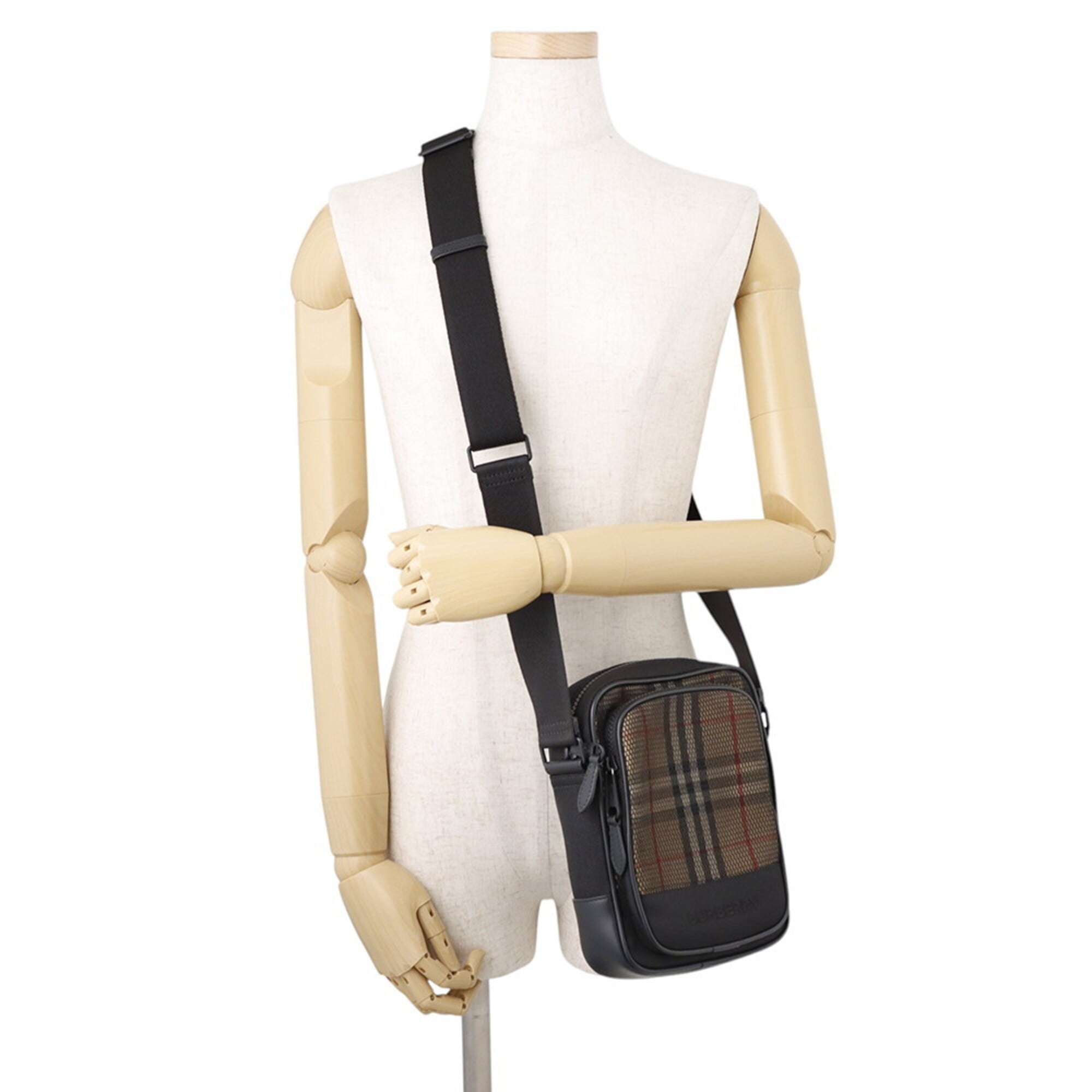 Burberry Black Multi-Color Canvas Leather Handbag Shoulder Bag (Pre-Owned)