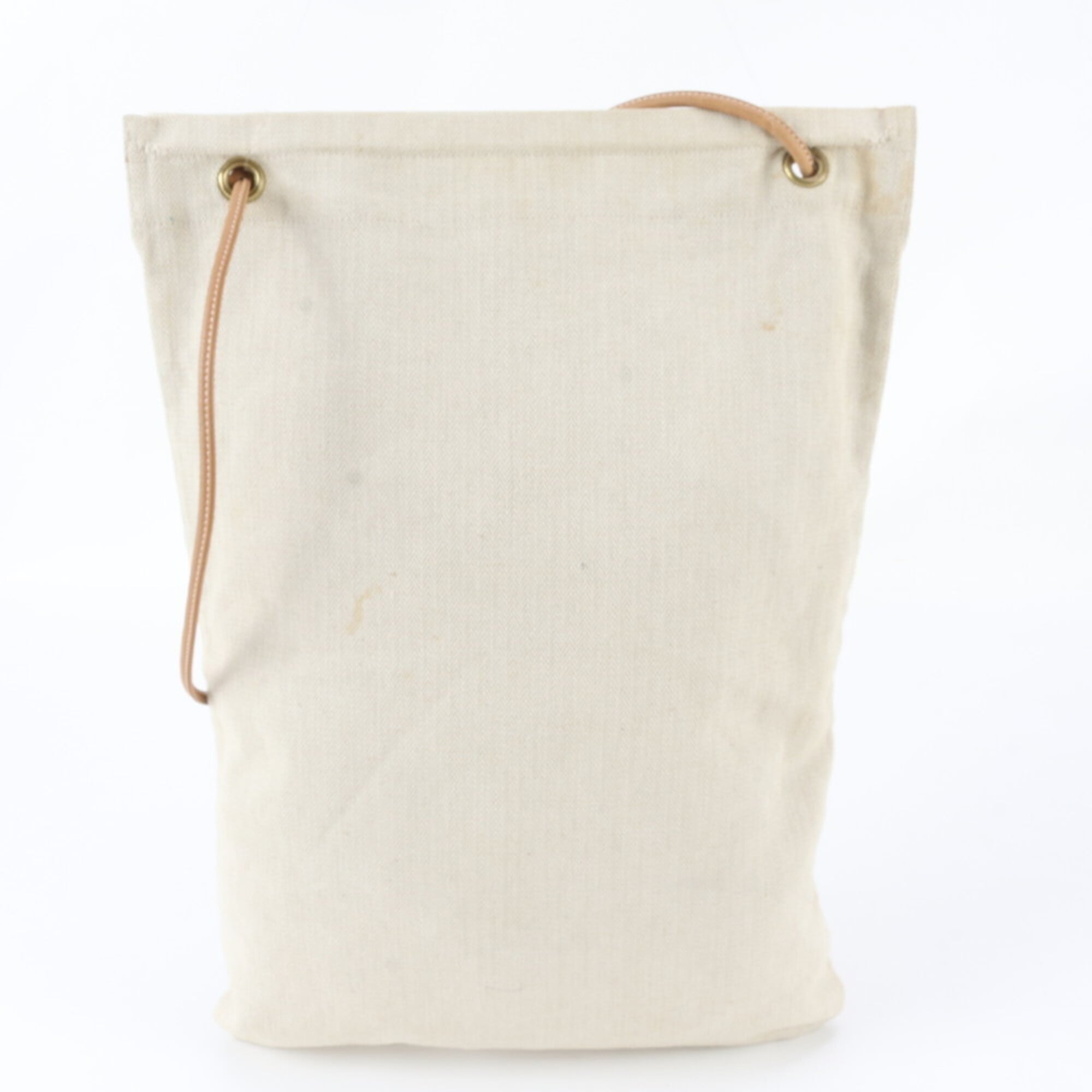 Hermes Beige Brown Leather Canvas Handbag Shoulder Bag (Pre-Owned)