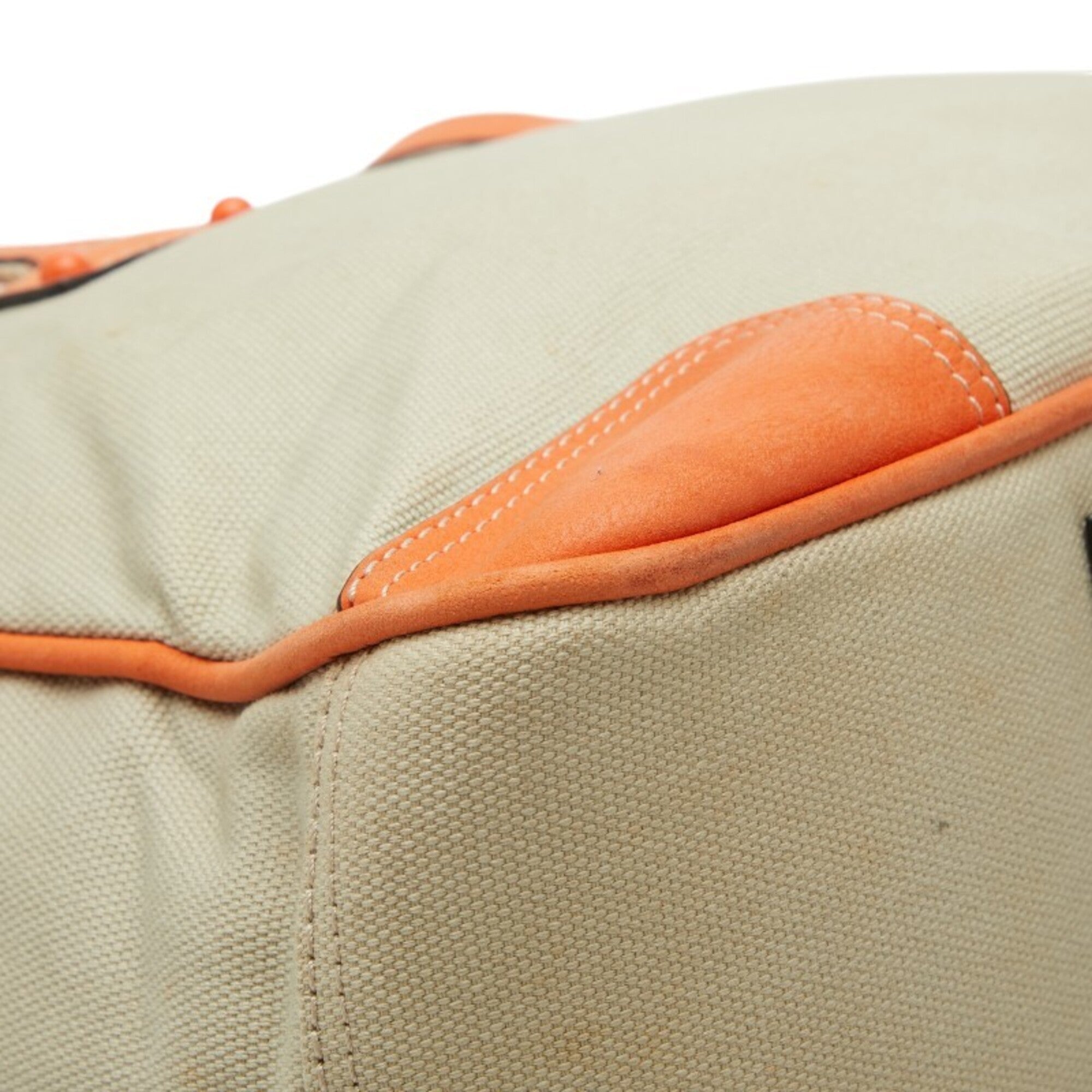 Loewe Beige Orange Canvas Leather Shoulder Bag Tote Bag (Pre-Owned)