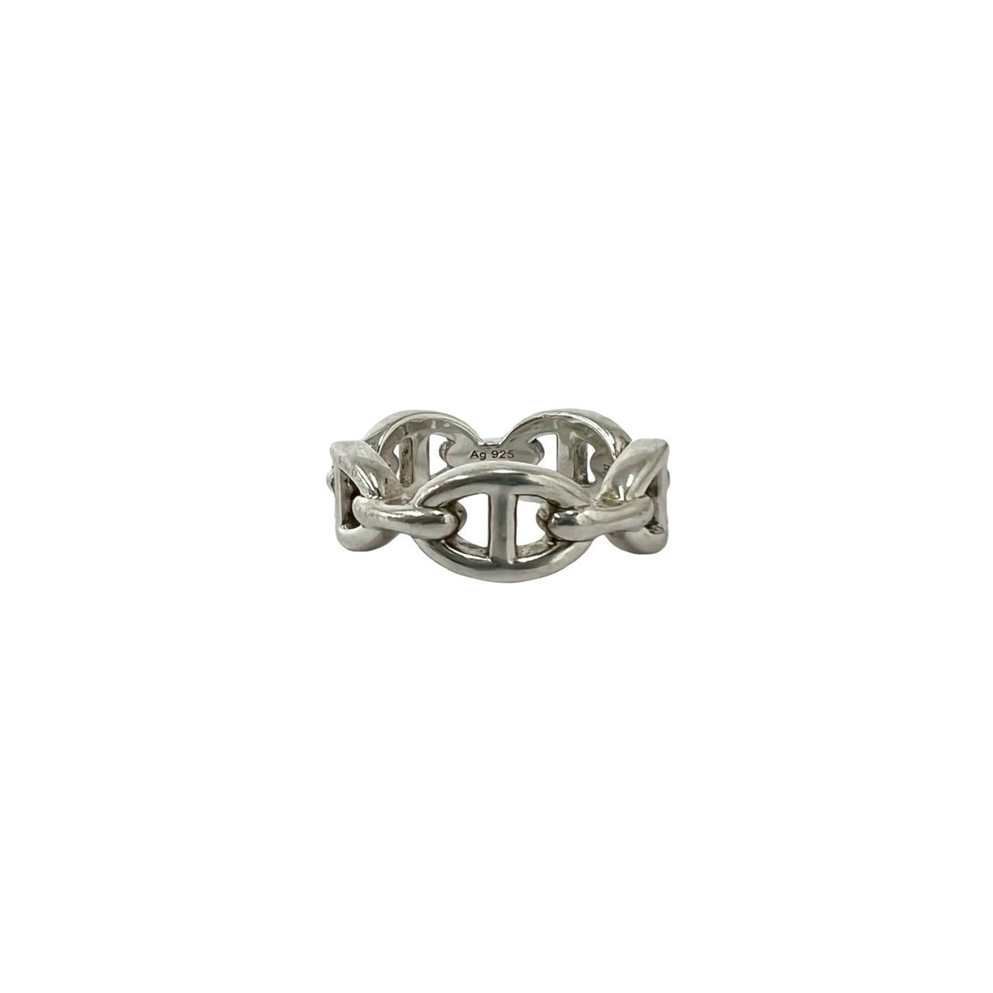 Hermes Silver Silver 925 Band Ring (Pre-Owned)