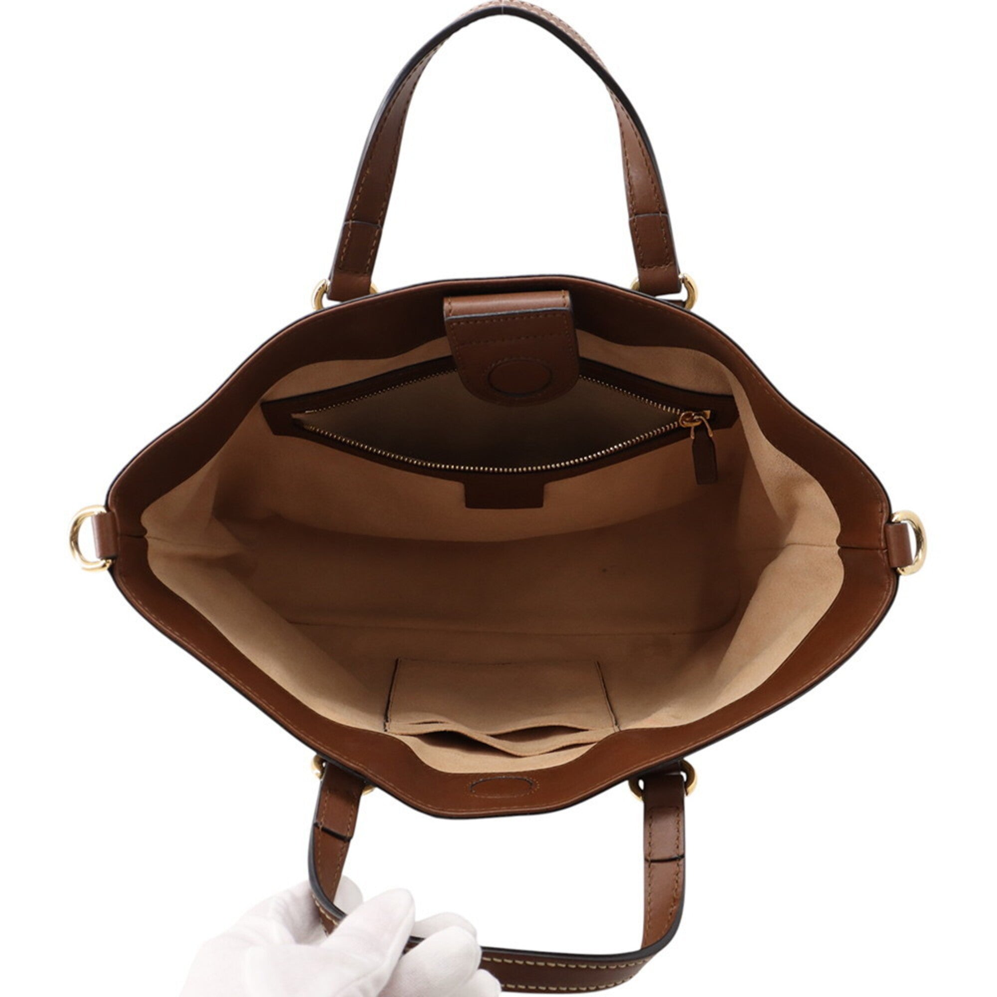 Gucci Beige Brown Gg Supreme Leather Handbag Shoulder Bag Tote Bag (Pre-Owned)