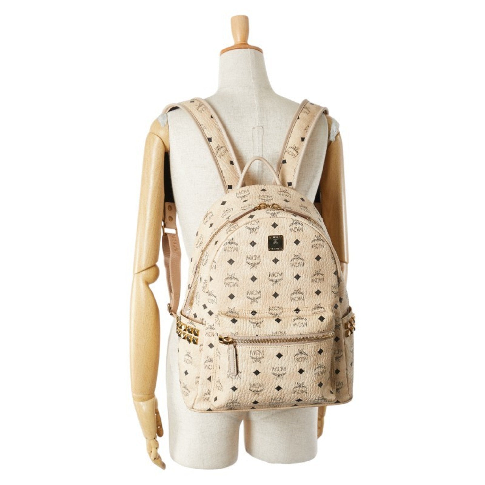 Mcm Beige Pvc Leather Backpack (Pre-Owned)