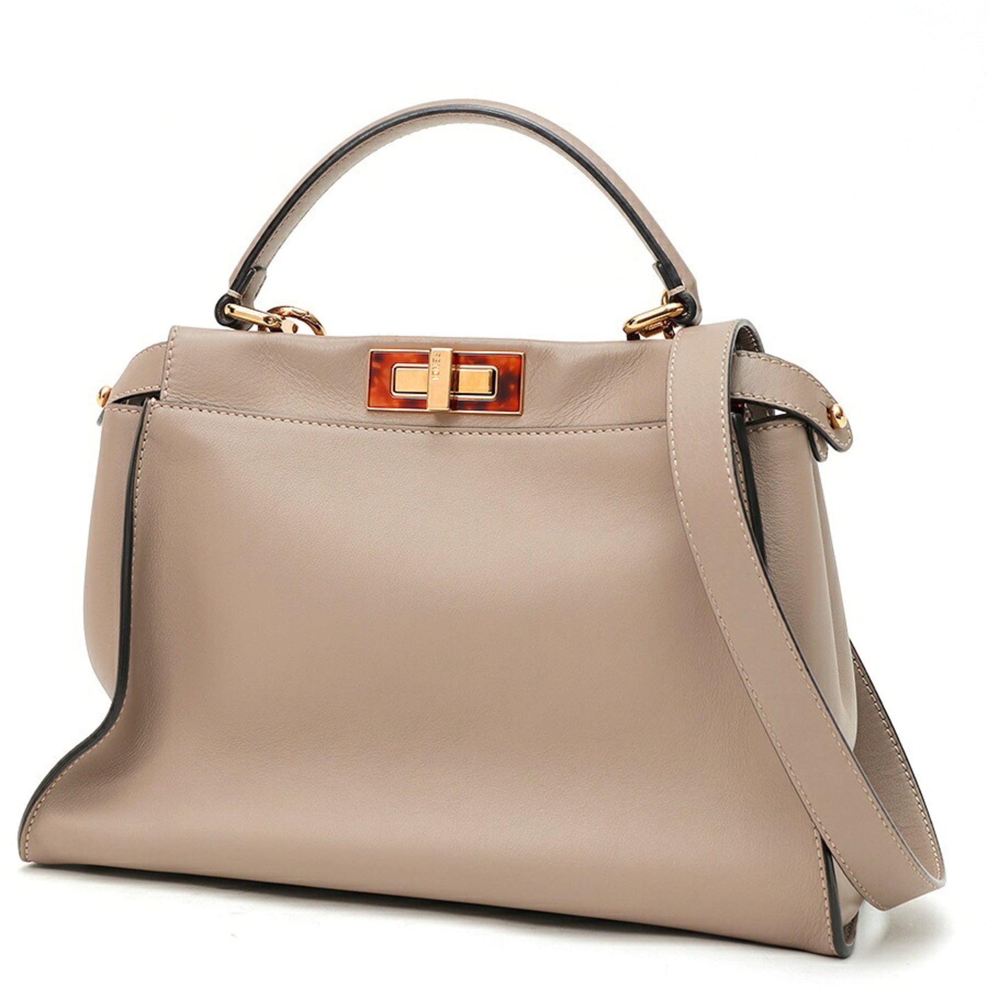 Fendi Grayish Leather Shoulder Bag (Pre-Owned)