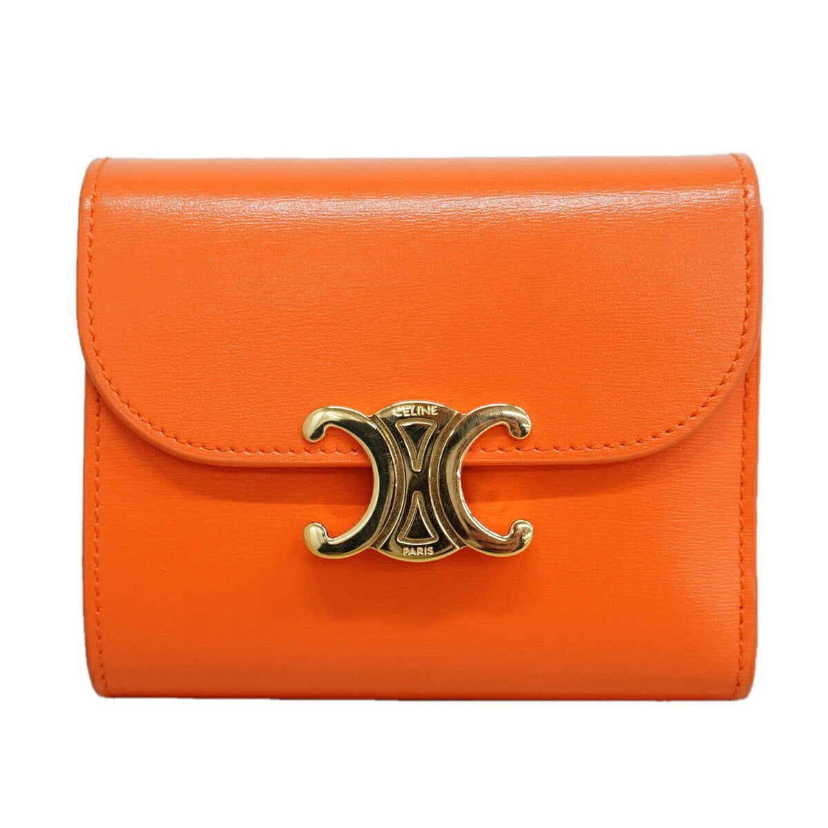 Celine Orange Leather Wallet (Tri-Fold) (Pre-Owned)