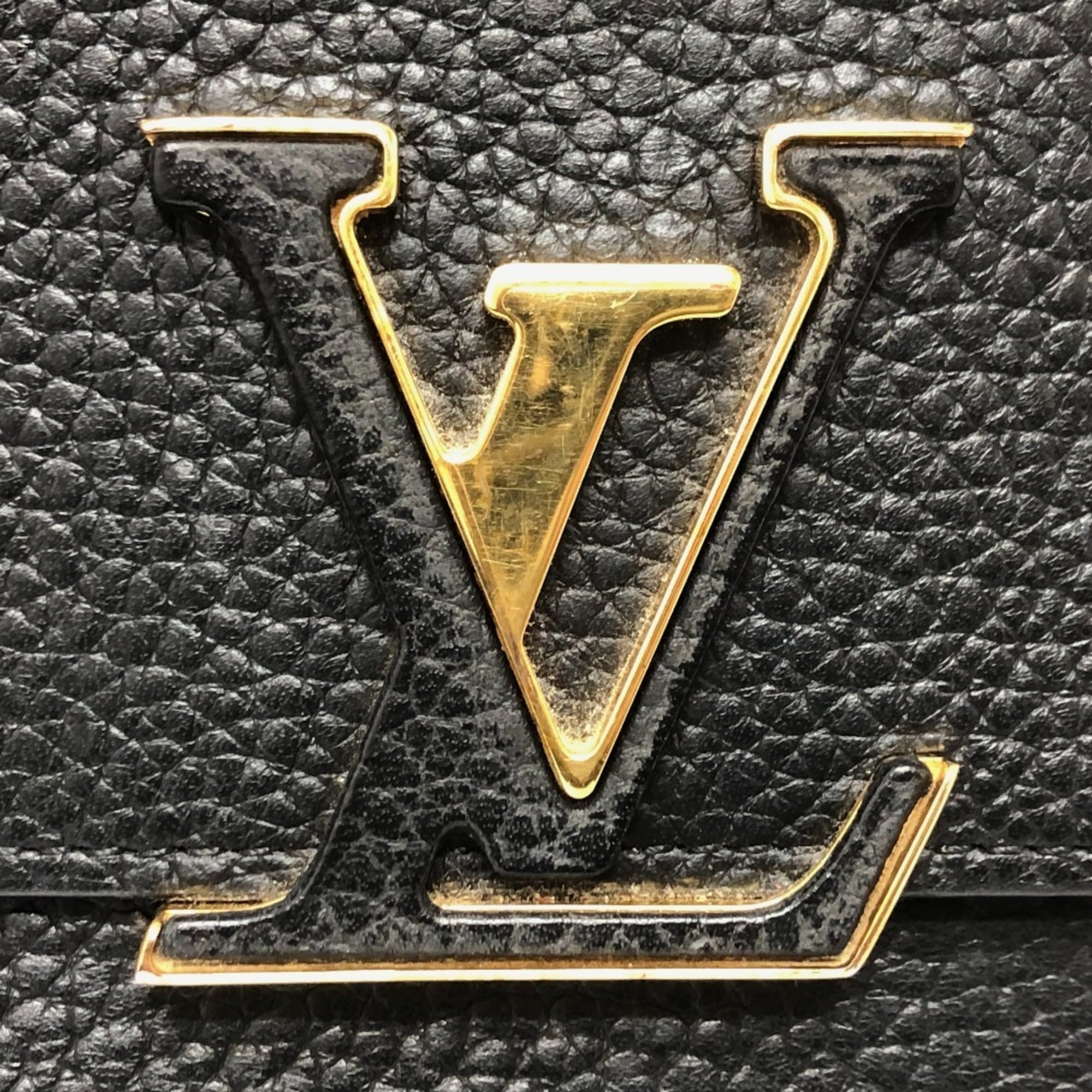 Louis Vuitton Black Leather Long Wallet (Bi-Fold) (Pre-Owned)