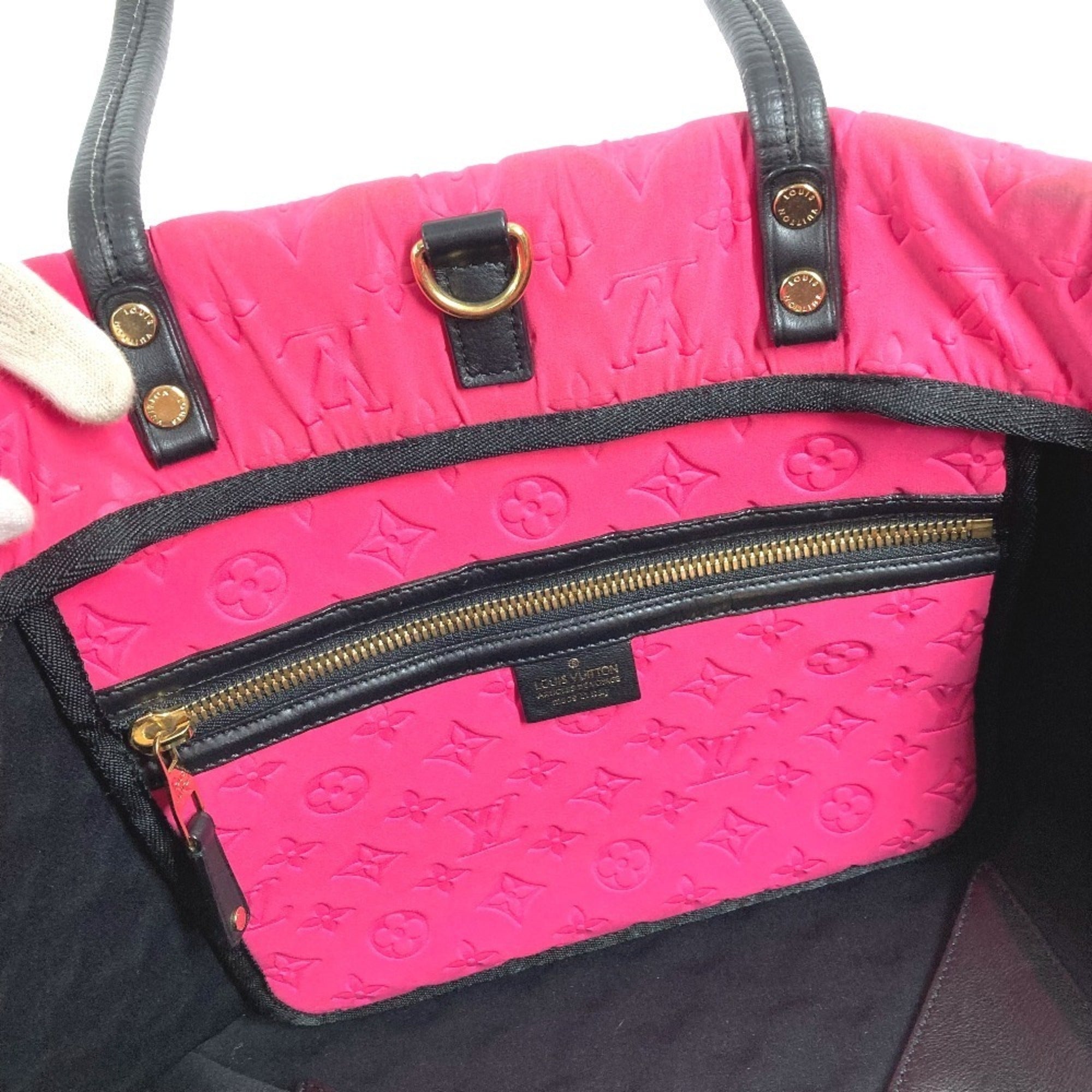 Louis Vuitton Black Pink Microfiber Shoulder Bag Tote Bag (Pre-Owned)