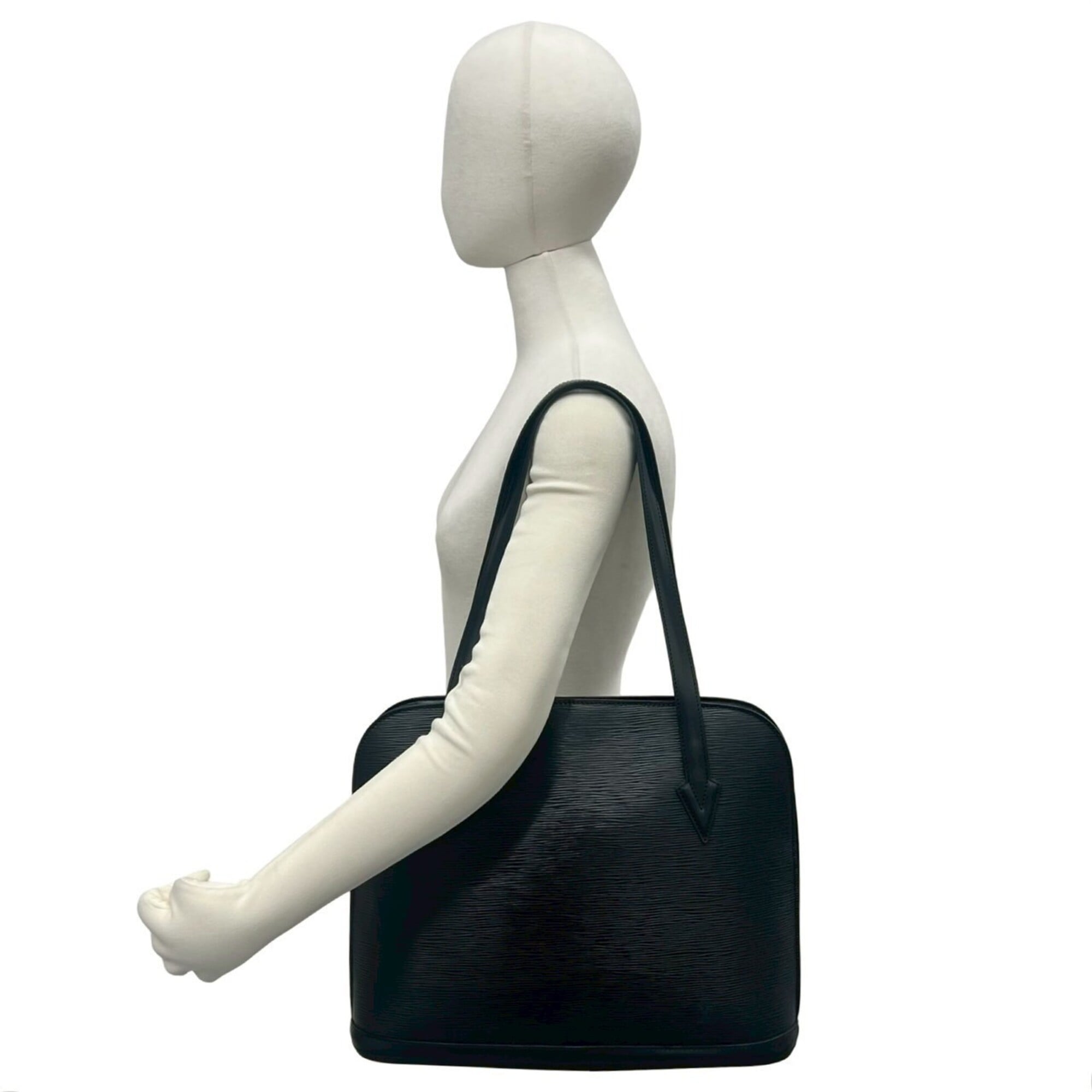 Louis Vuitton Black Leather Shoulder Bag Tote Bag (Pre-Owned)