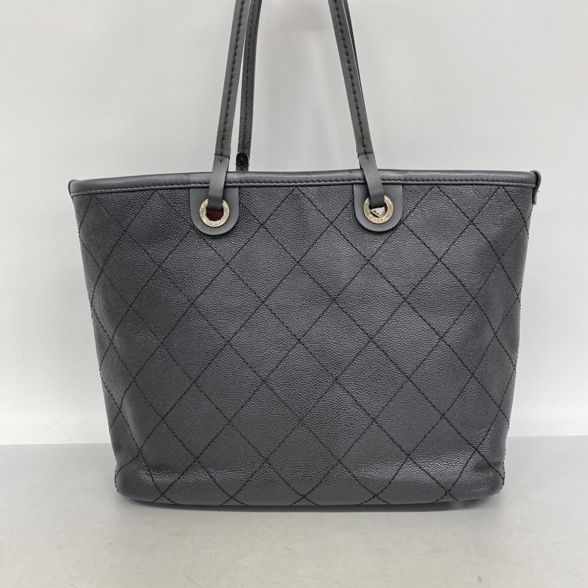 Chanel Black Grained Calfskin Tote Bag (Pre-Owned)