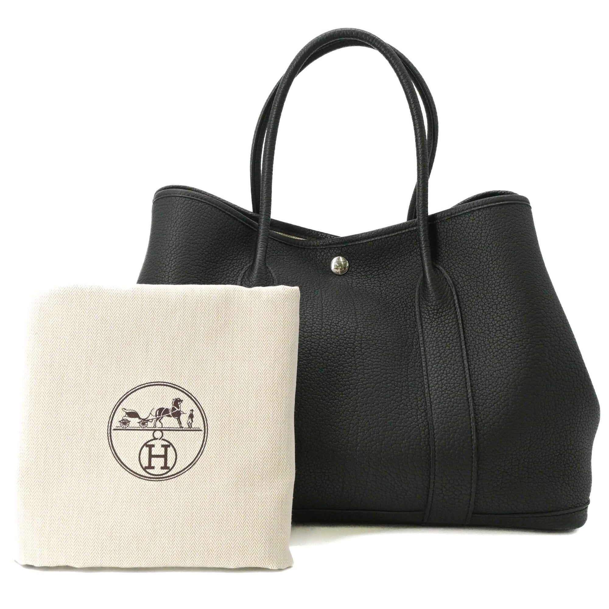 Hermes Garden Black Negonda Leather Handbag Tote Bag (Pre-Owned)