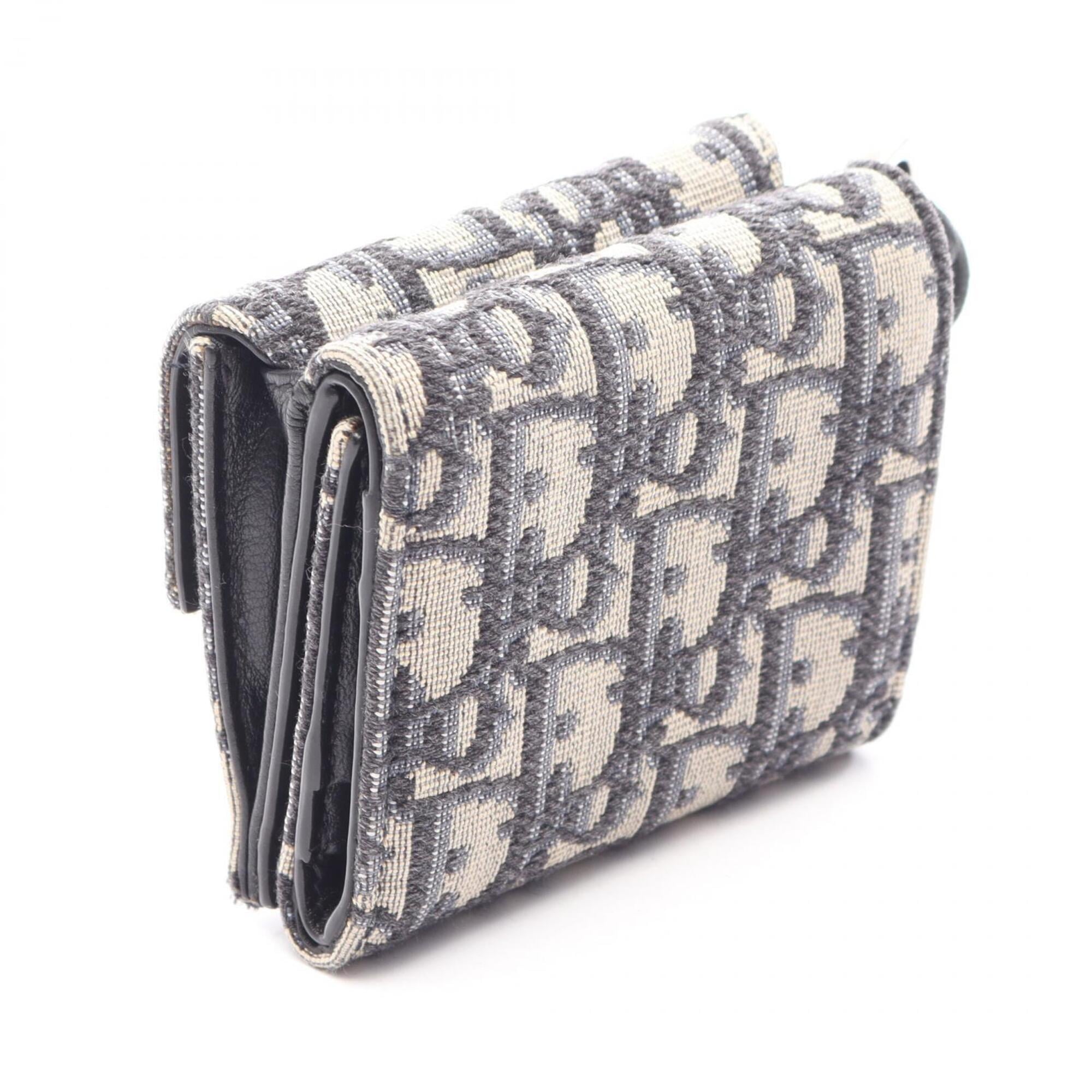 Christian Dior Beige Navy Canvas Wallet (Tri-Fold) (Pre-Owned)