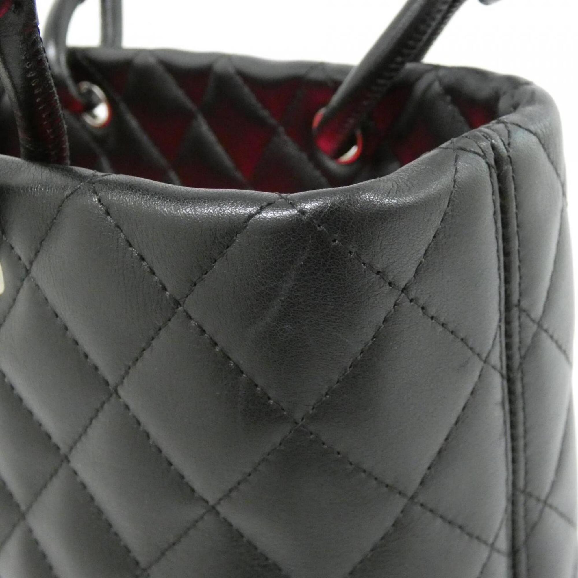 Chanel Ligne Cambon Black Leather Handbag (Pre-Owned)
