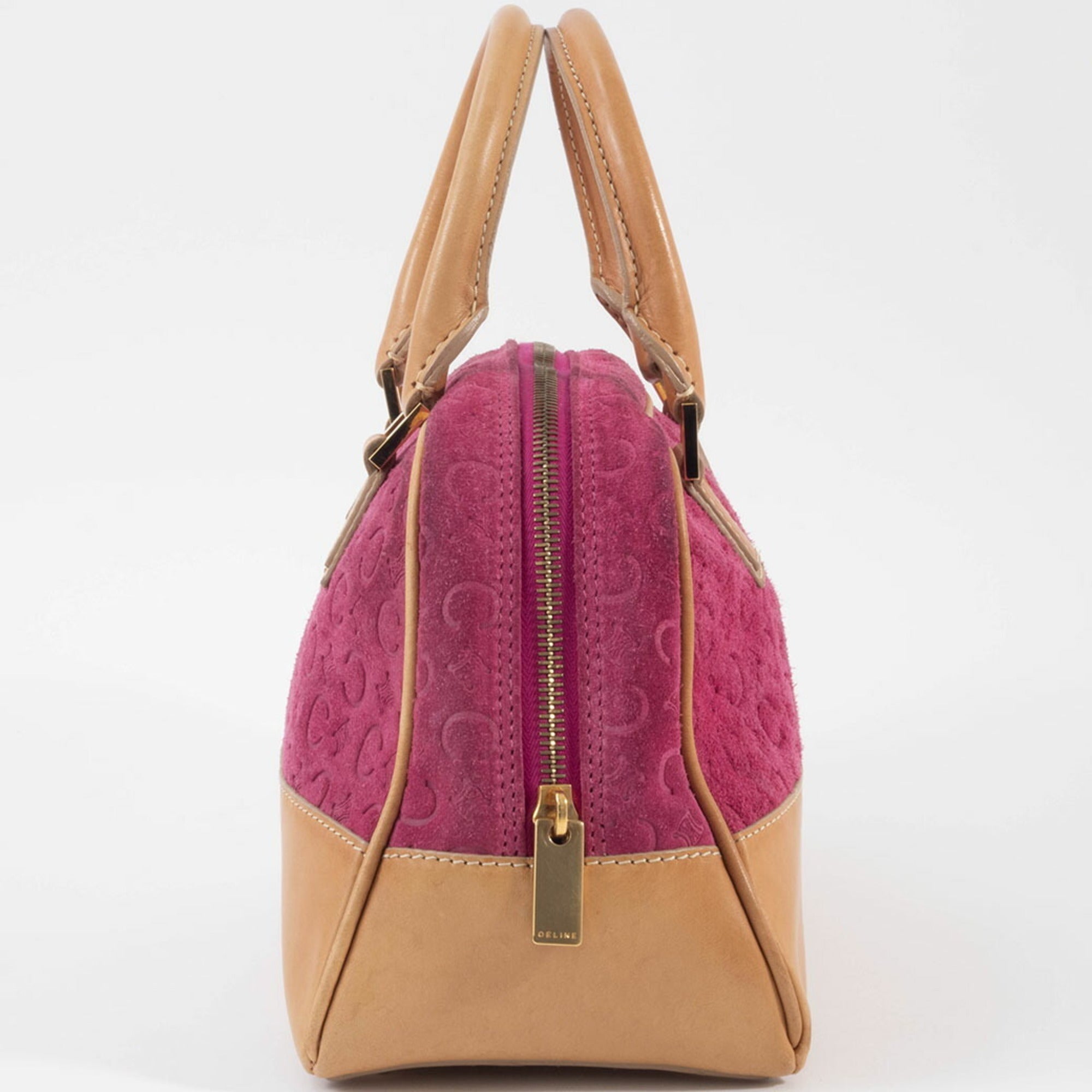 Celine Macadam Camel Purple Suede Leather Handbag (Pre-Owned)