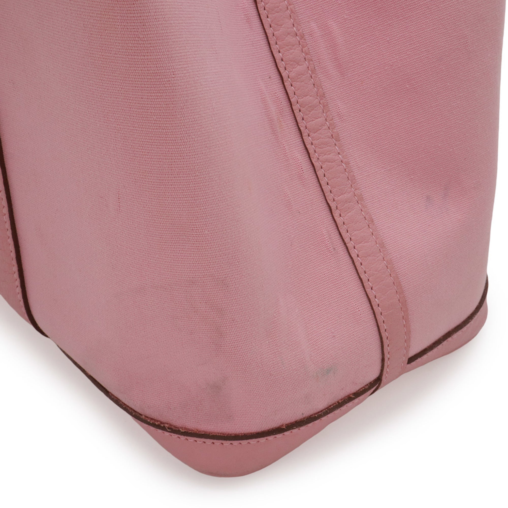 Hermes Garden Pink Toile Officier Leather Shoulder Bag Tote Bag (Pre-Owned)