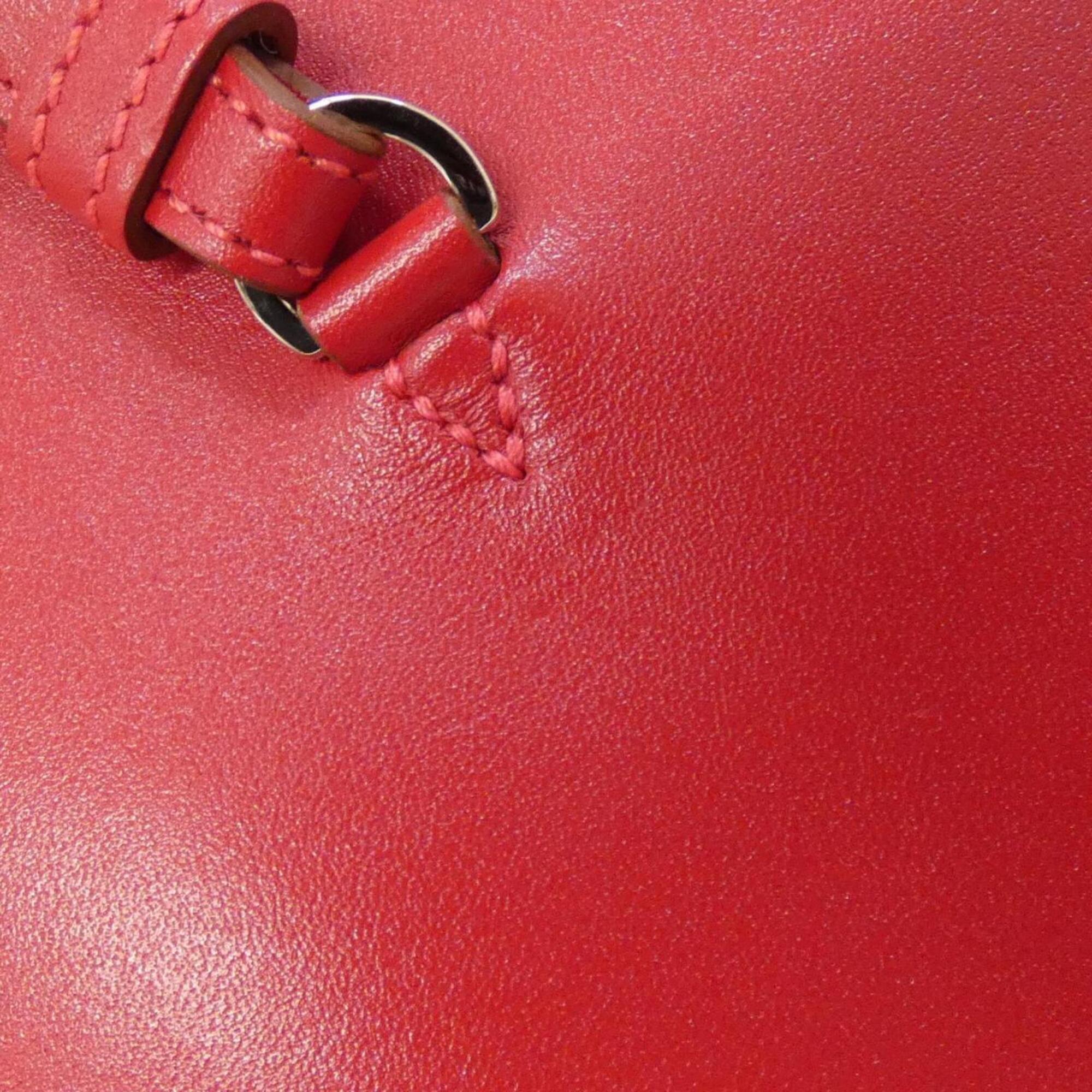 Hermes Rouge Vif Tadelakt Leather Handbag Pouch (Pre-Owned)