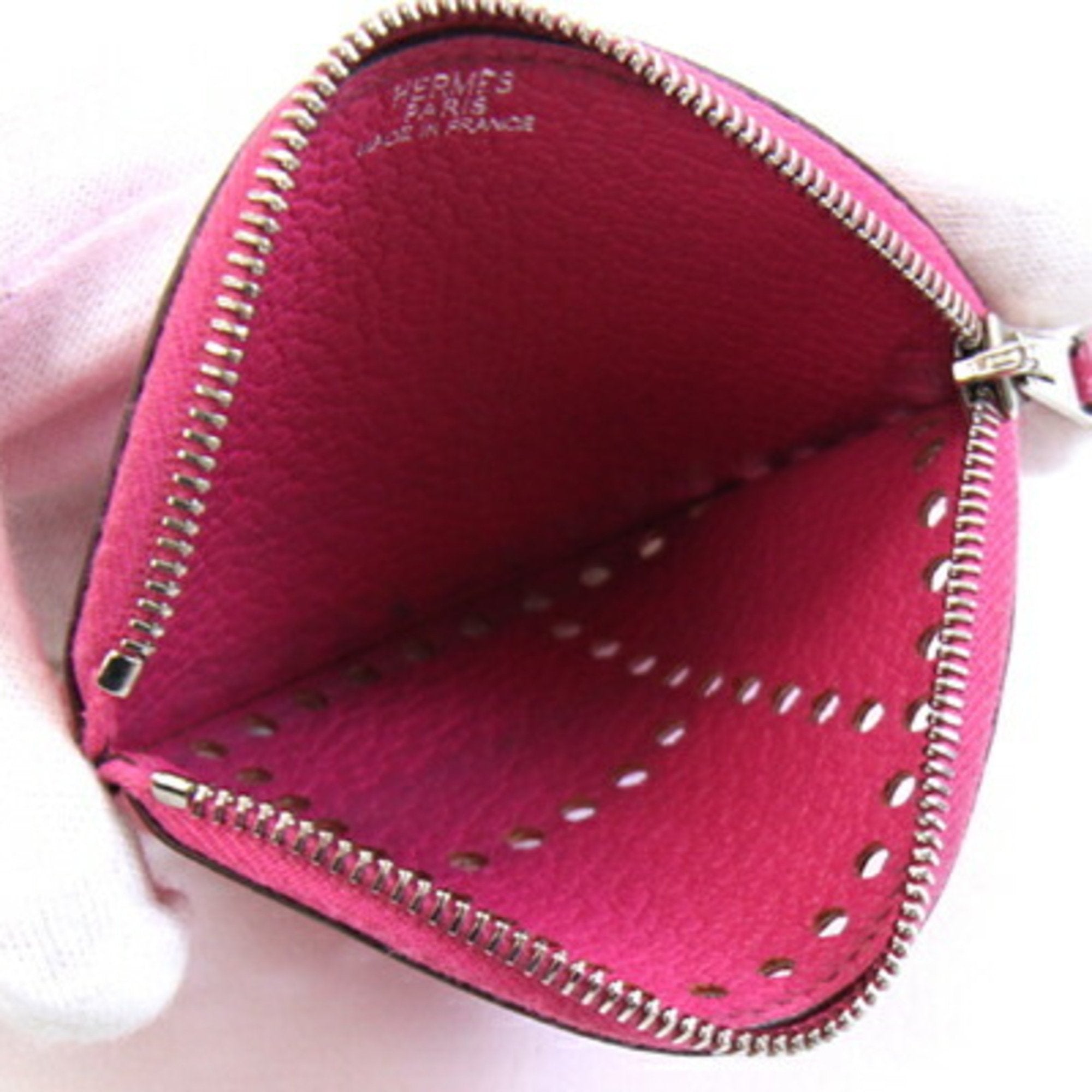 Hermes Pink Rose Tyrien Chevre Leather Coin Purse/Coin Case (Pre-Owned)