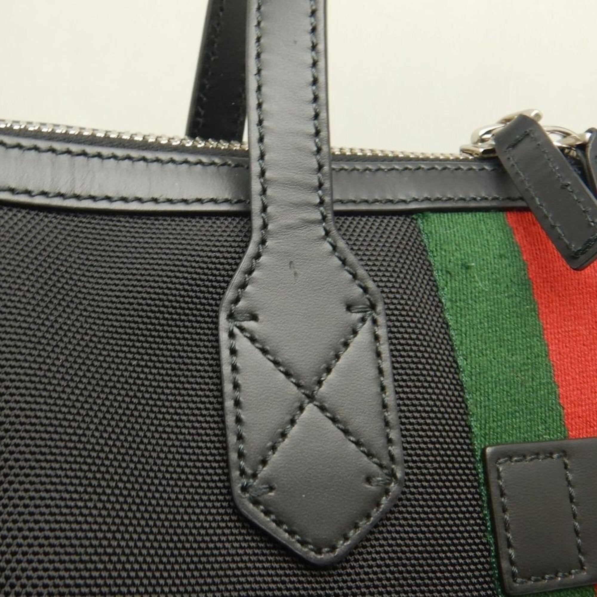 Gucci Black Canvas Leather Tote Bag (Pre-Owned)