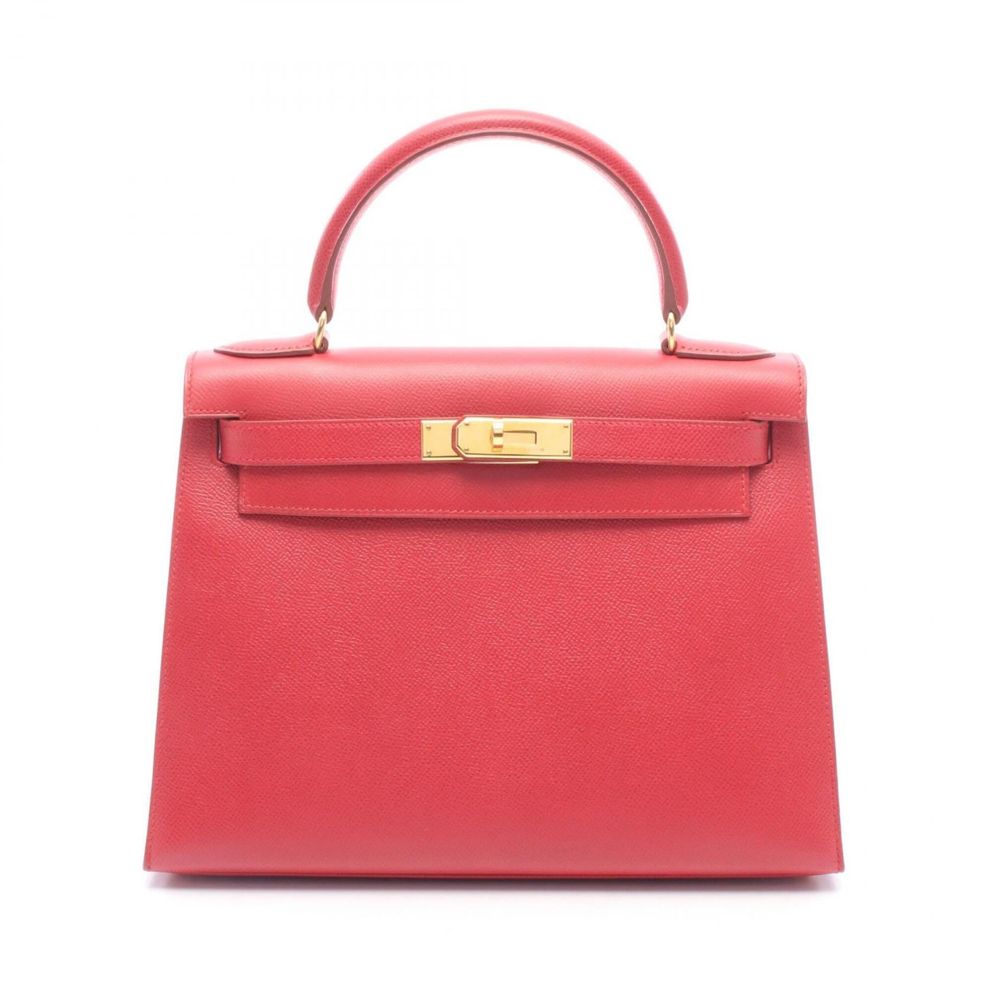 Hermes Red Color Rouge Vif Courchevel Leather Leather Handbag (Pre-Owned)