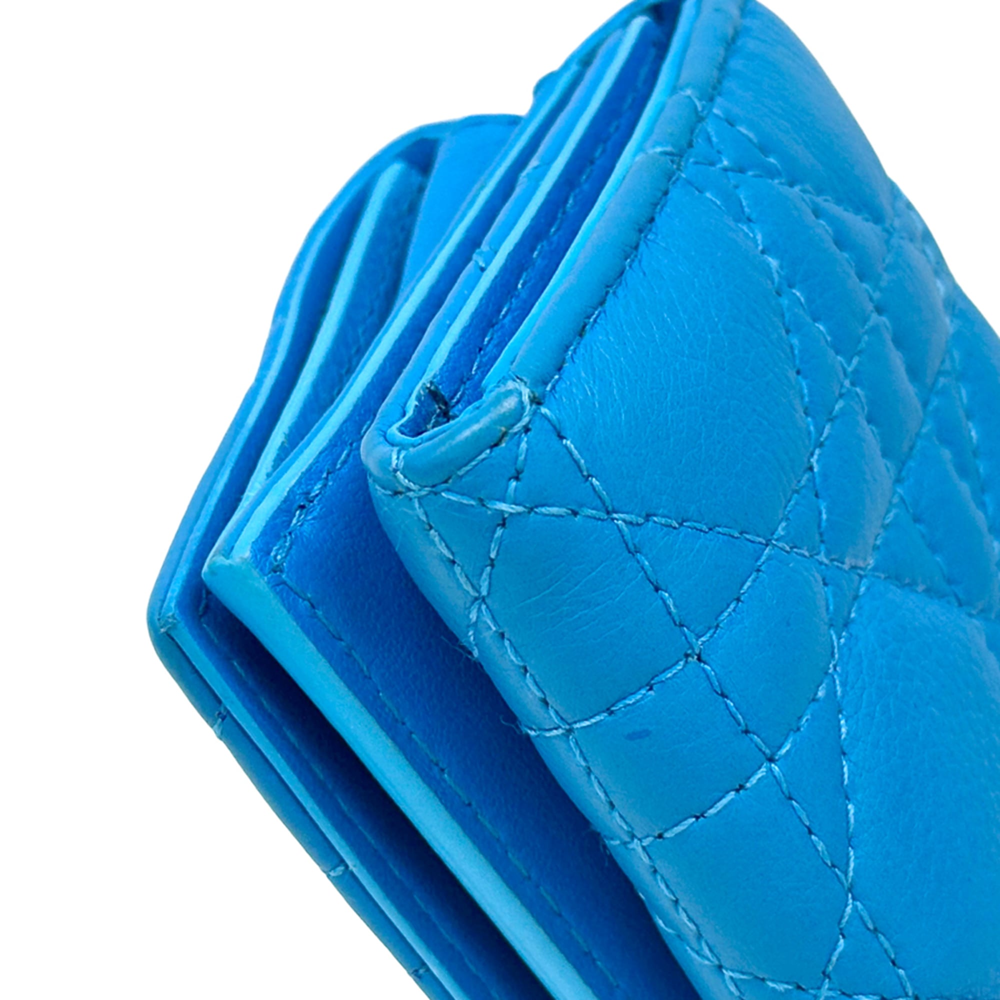 Christian Dior Blue Leather Wallet (Tri-Fold) (Pre-Owned)