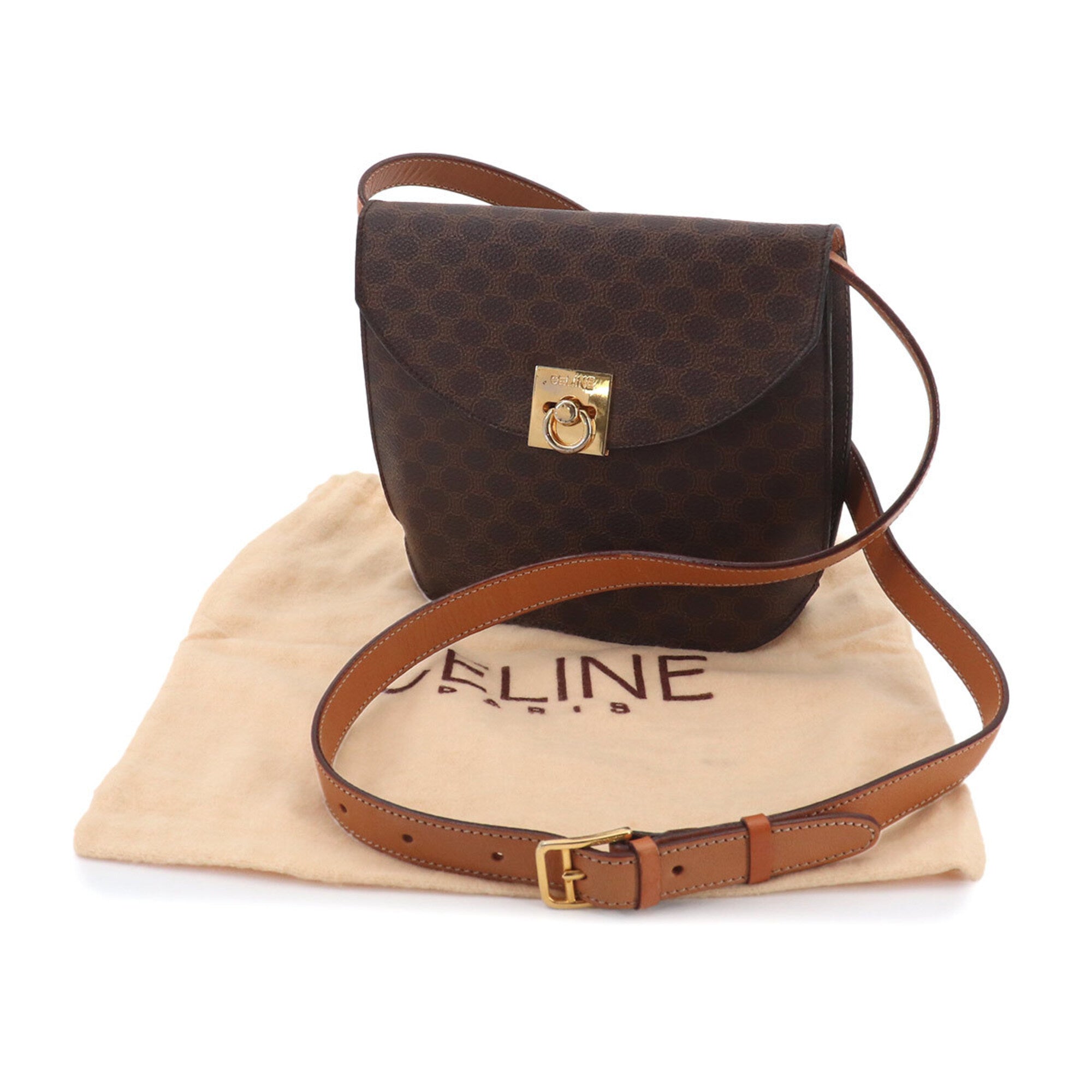 Celine Brown Leather Pvc Handbag Shoulder Bag (Pre-Owned)