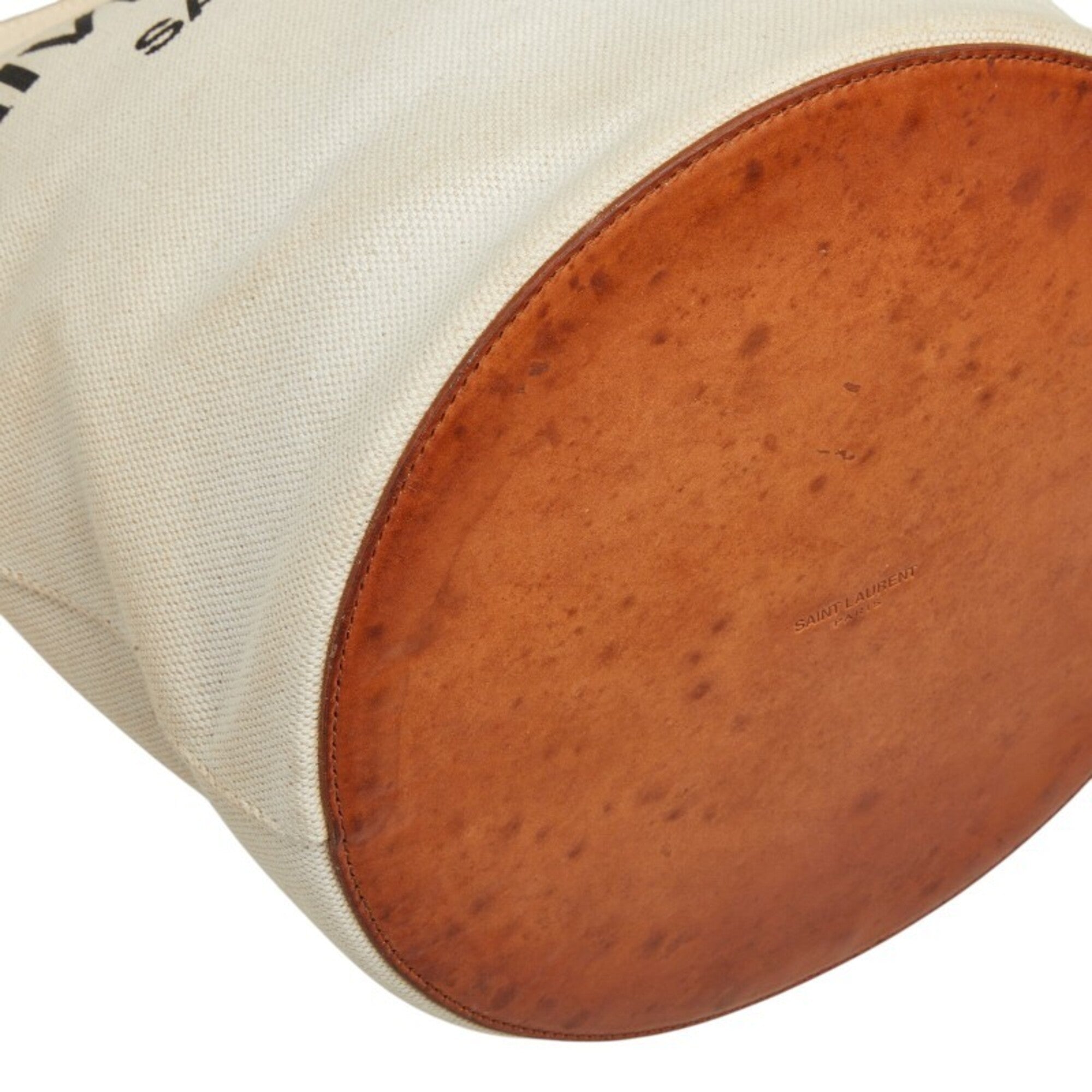 Saint Laurent Brown Ivory Canvas Leather Shoulder Bag (Pre-Owned)
