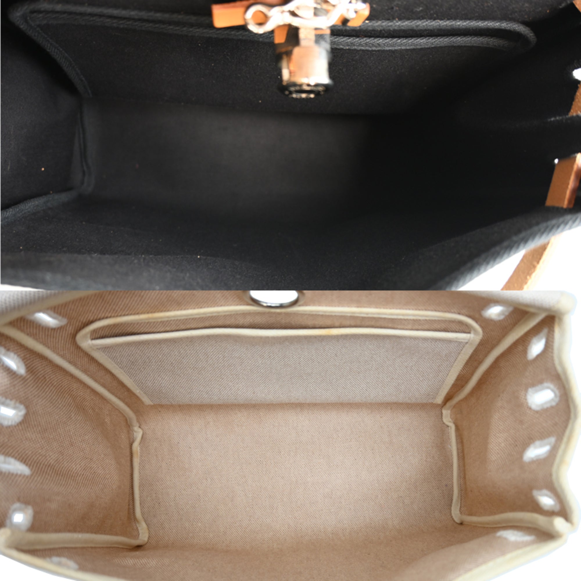 Hermes Beige Black Toile Officier Handbag Shoulder Bag (Pre-Owned)