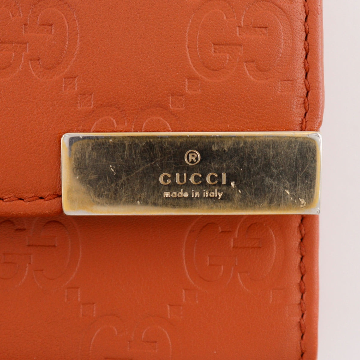 Gucci Orange Leather Chain/Shoulder Wallet (Pre-Owned)