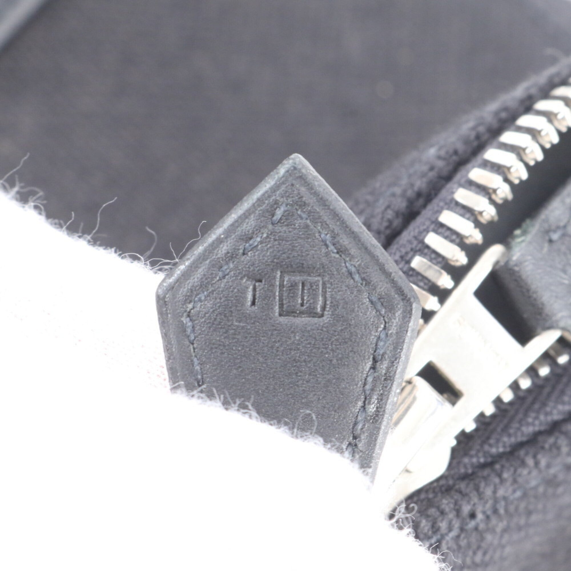 Hermes Black Leather Canvas Shoulder Bag Tote Bag (Pre-Owned)