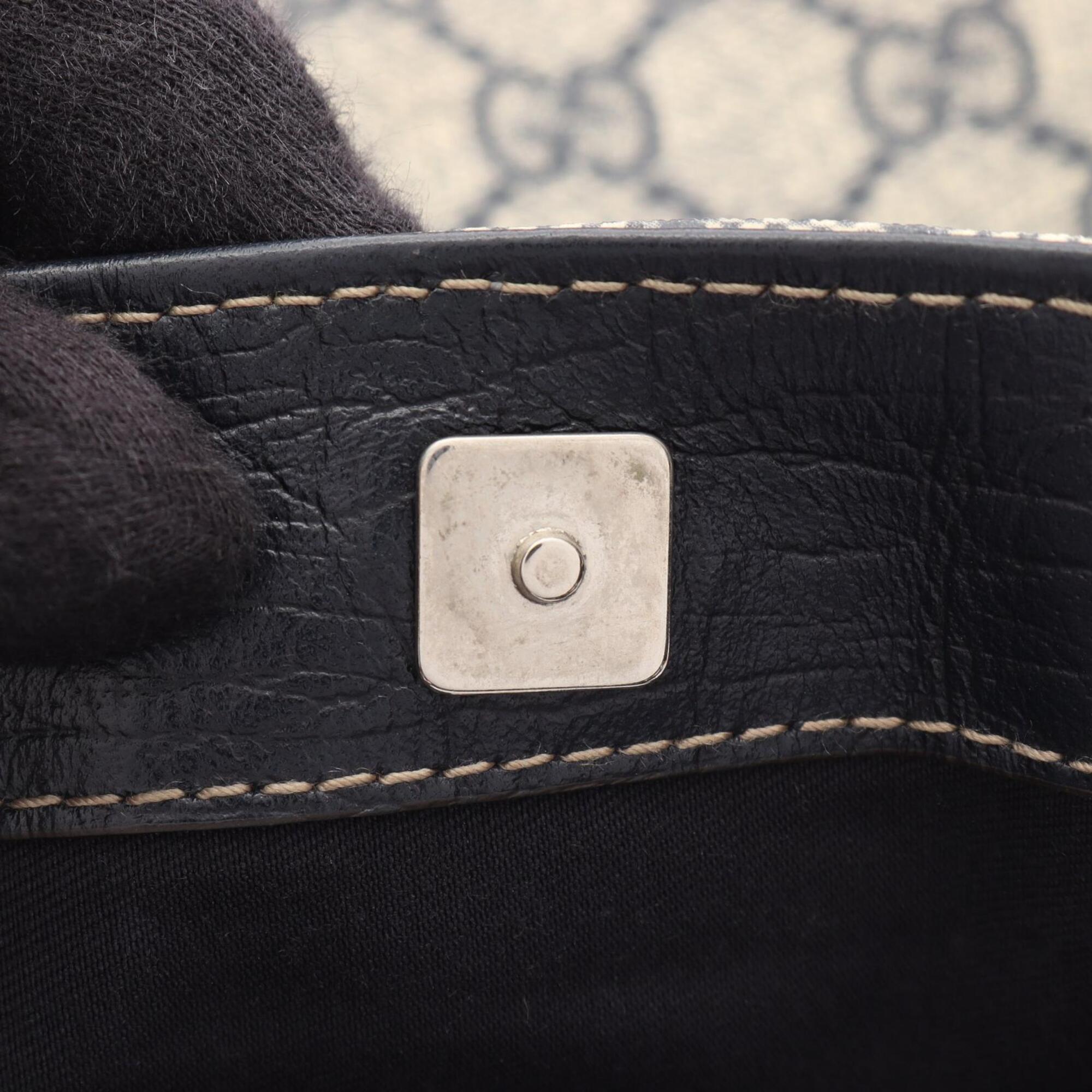 Gucci Beige Navy Pvc Leather Handbag Tote Bag (Pre-Owned)