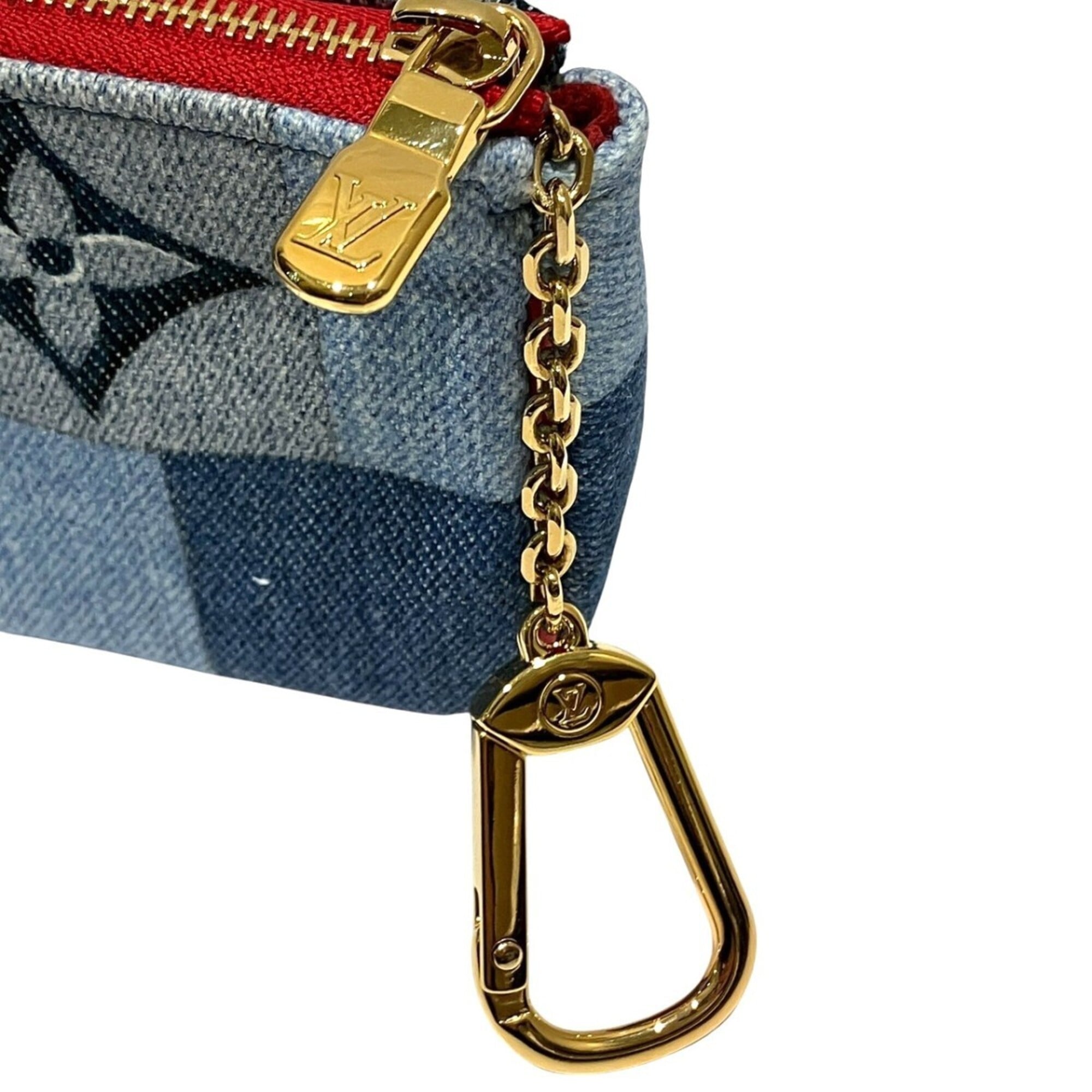 Louis Vuitton Monogram Denim Blue Red Color Monogram Denim Leather Pochette (Pre-Owned)
