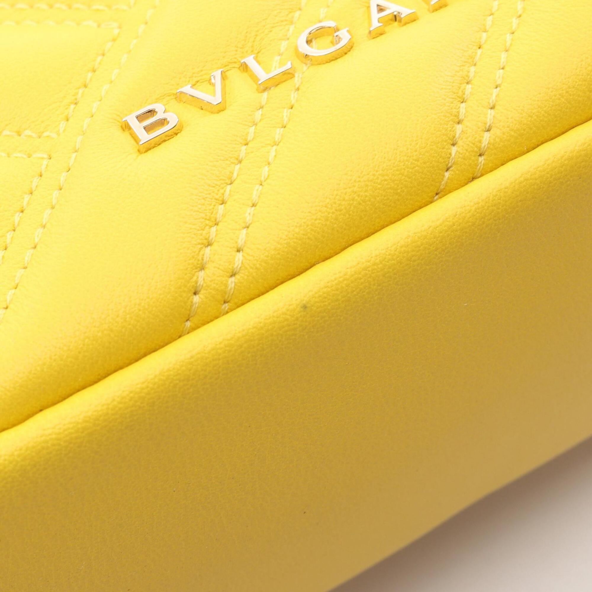 Bvlgari Yellow Leather Handbag Shoulder Bag (Pre-Owned)