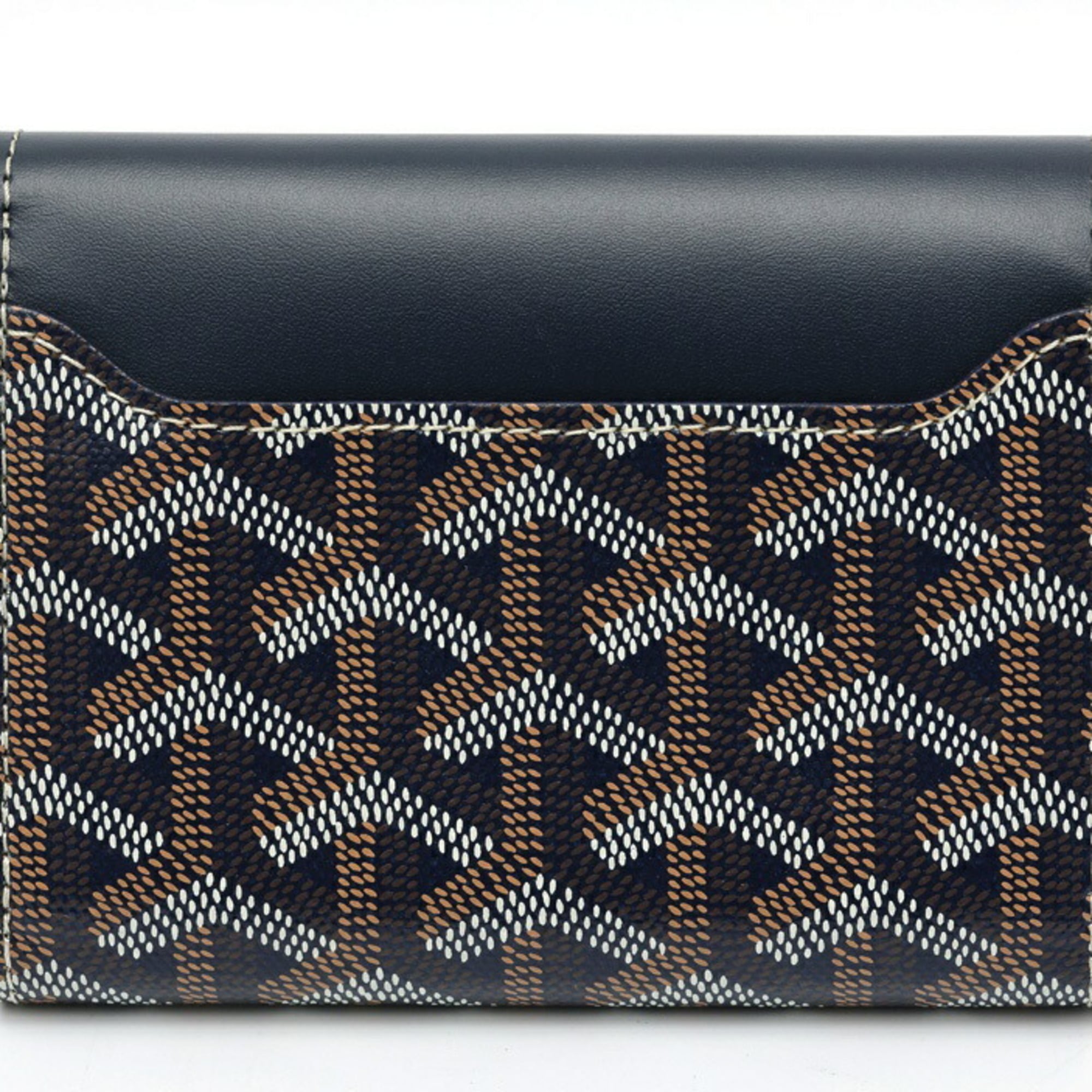 Goyard Blue Navy Canvas Leather Wallet (Tri-Fold) (Pre-Owned)