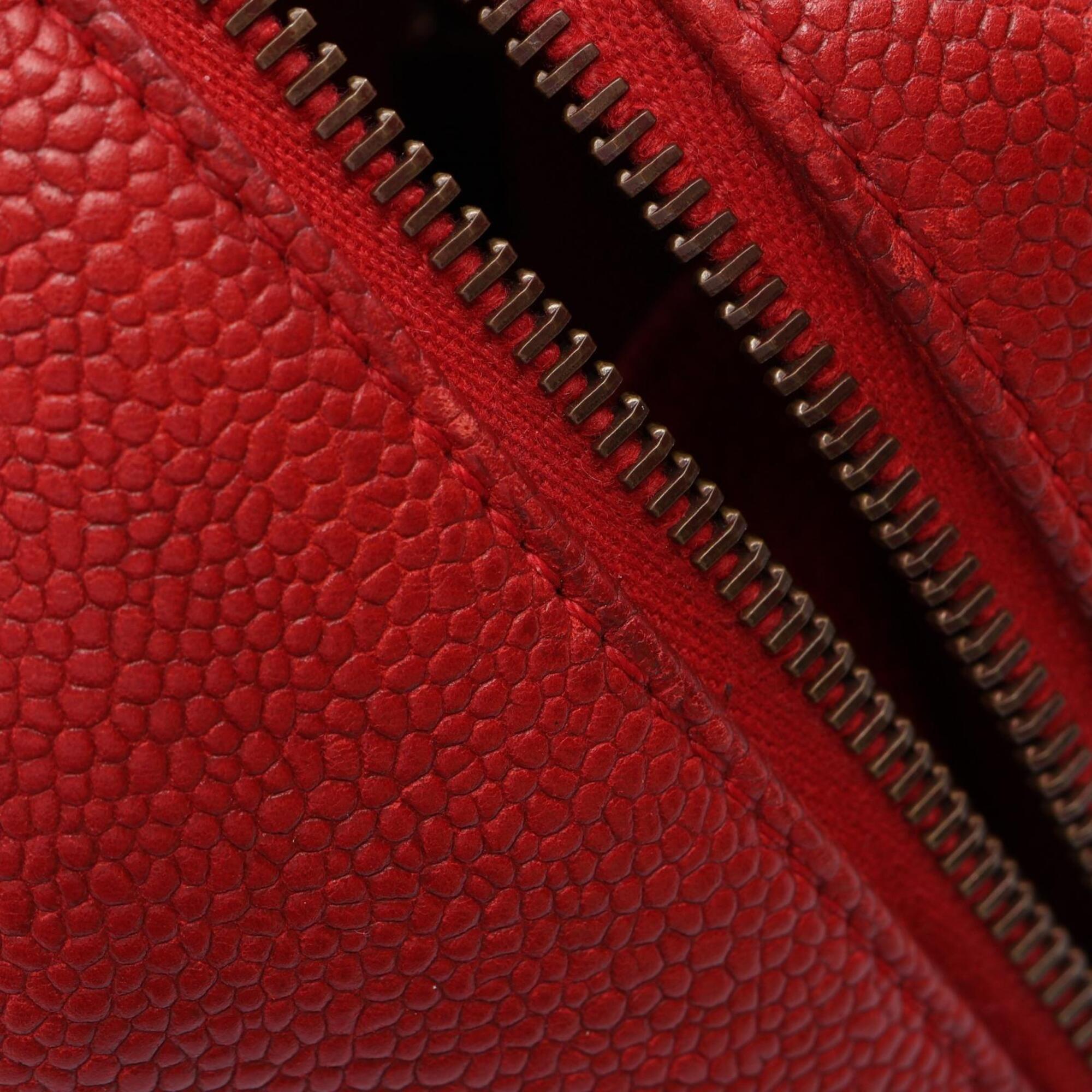 Chanel Red Color Grained Calfskin Handbag Shoulder Bag (Pre-Owned)