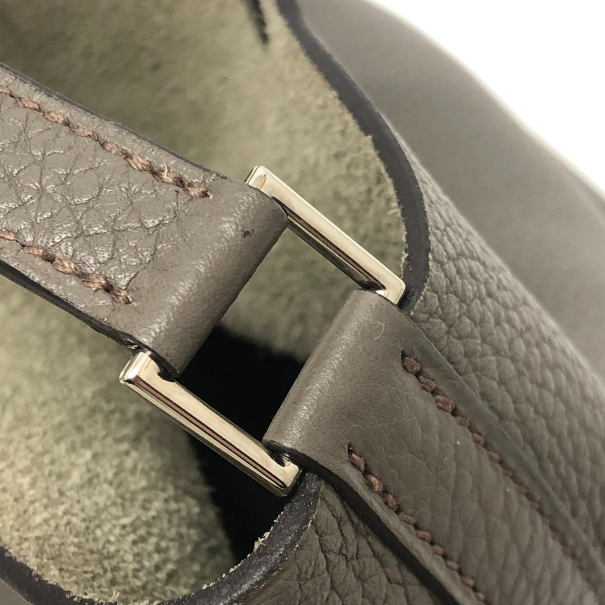 Hermes Picotin Gray Taurillon Clemence Leather Handbag (Pre-Owned)