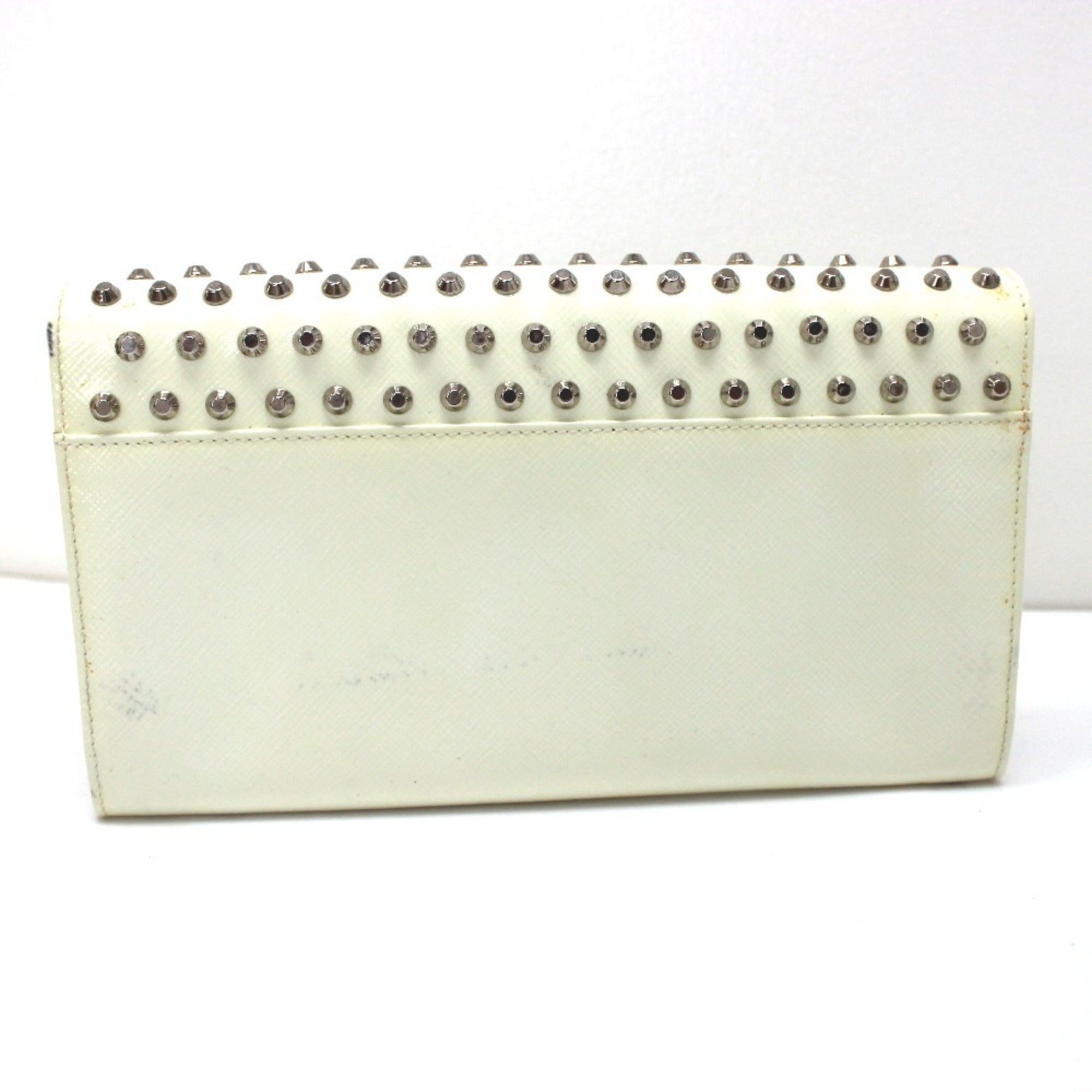 Prada White Leather Long Wallet (Bi-Fold) (Pre-Owned)