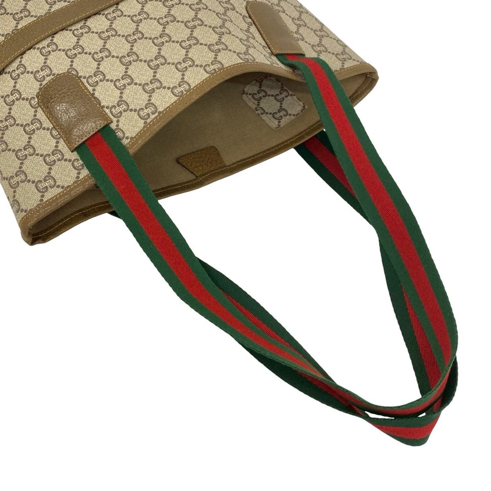 Gucci Brown Green Red Color Leather Pvc Tote Bag (Pre-Owned)