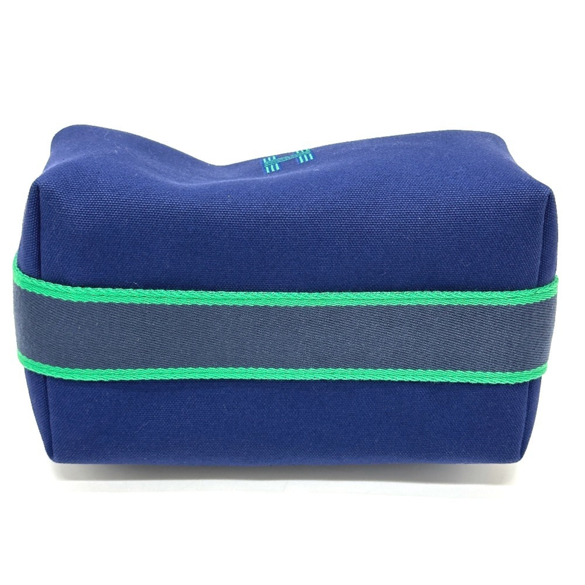Hermes Black Blue Cotton Handbag (Pre-Owned)