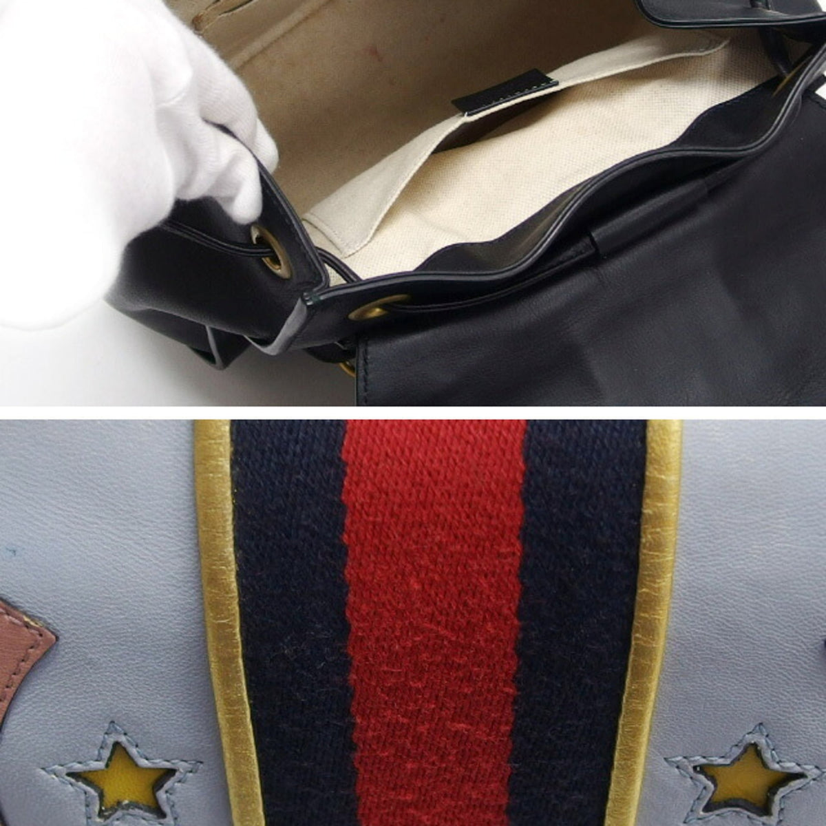 Gucci Black Multi-Color Leather Backpack (Pre-Owned)