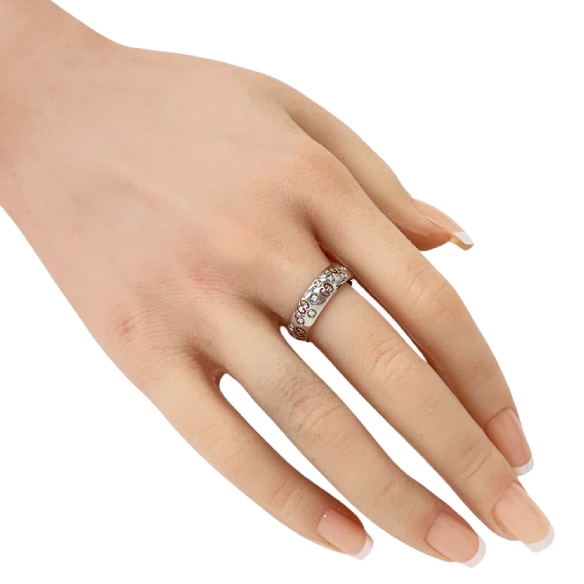 Gucci Icon Silver White Gold (18K) Band Ring (Pre-Owned)