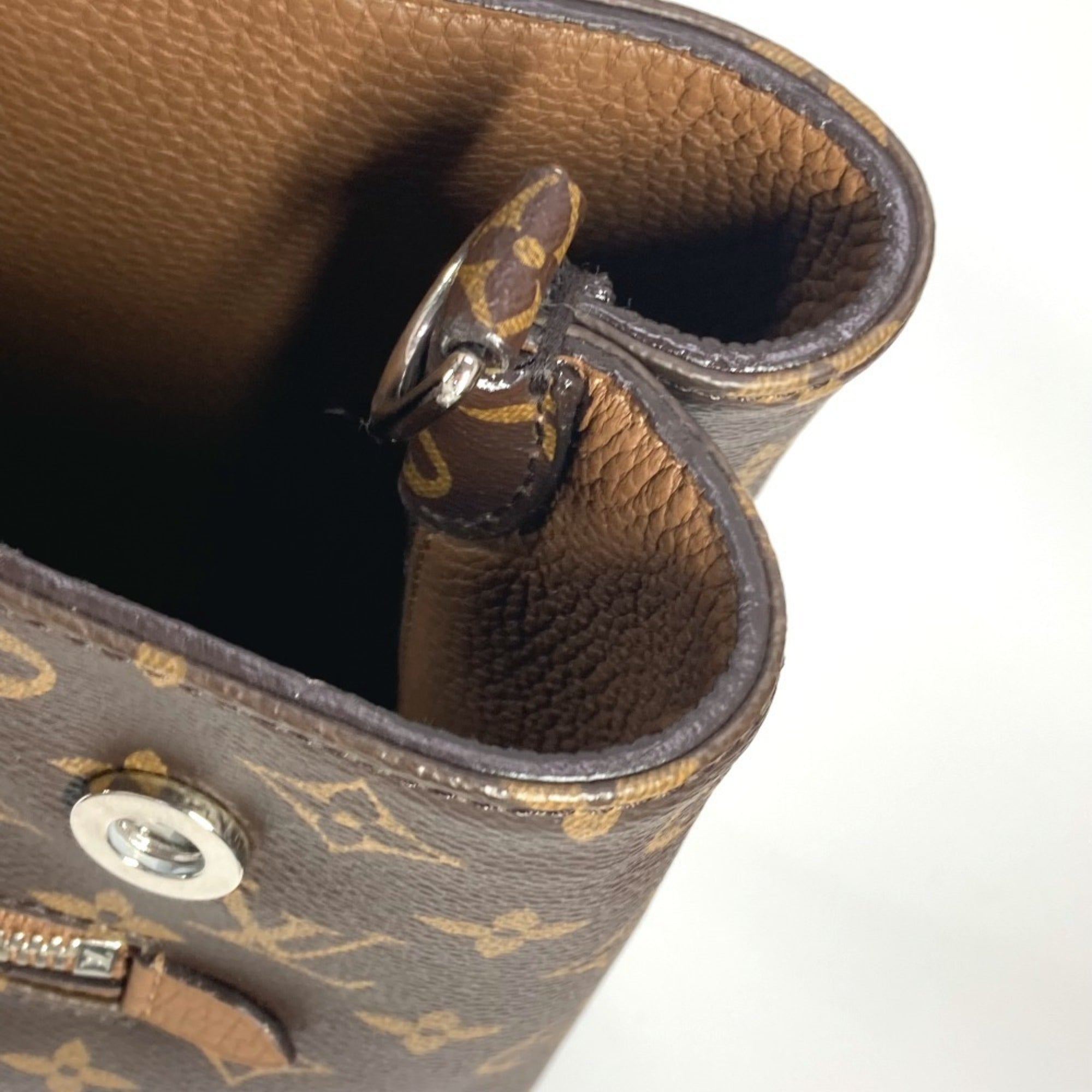 Louis Vuitton Brown Monogram Canvas Leather Shoulder Bag Tote Bag (Pre-Owned)