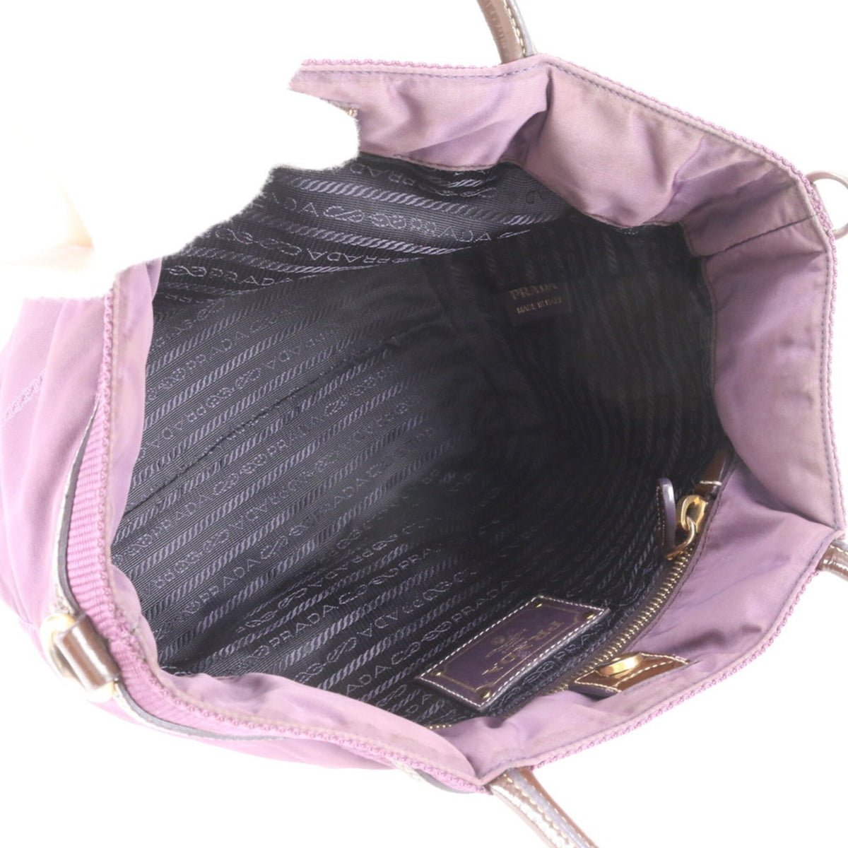 Prada Purple Leather Nylon Shoulder Bag Tote Bag (Pre-Owned)