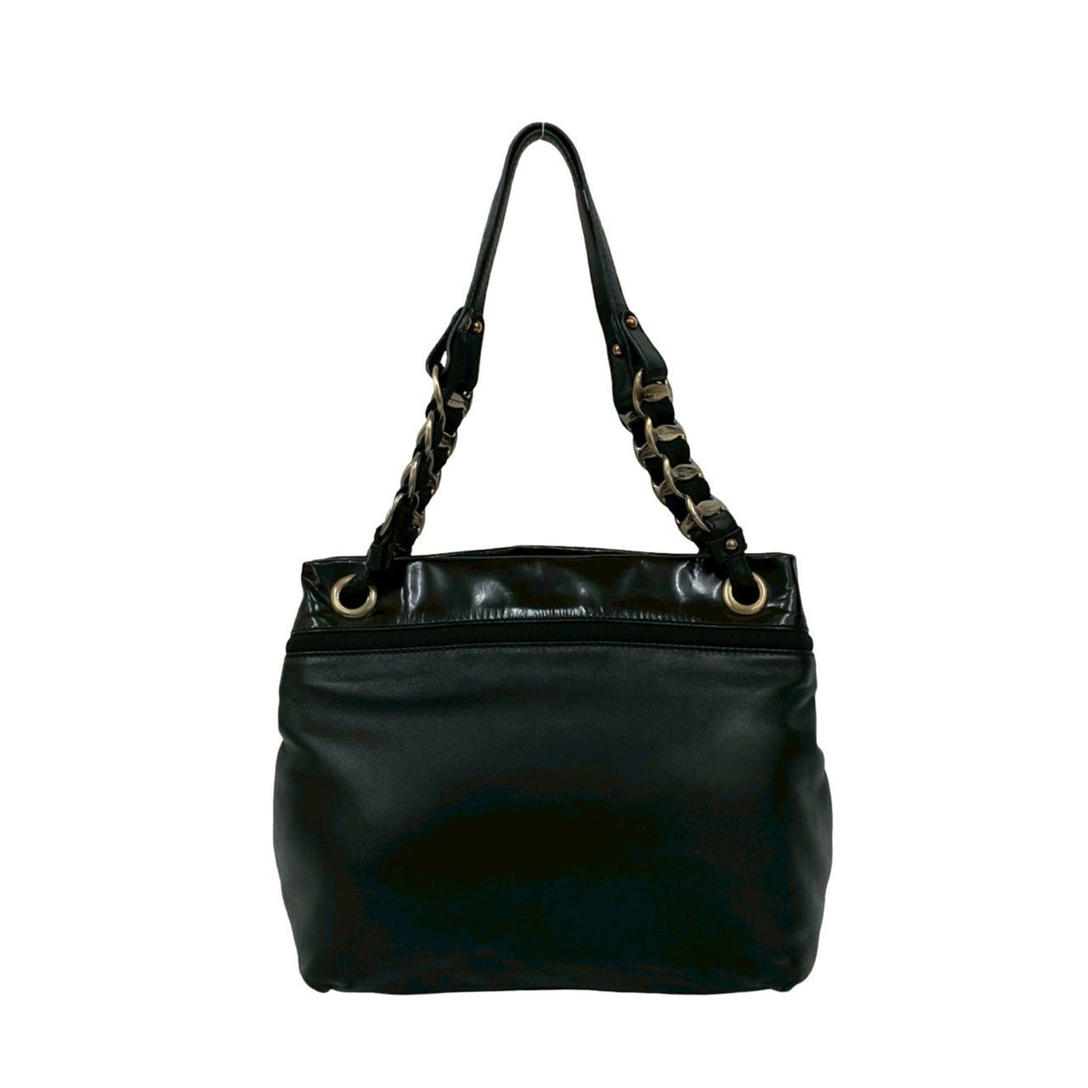 Salvatore Ferragamo Black Patent Leather Leather Shoulder Bag Tote Bag (Pre-Owned)