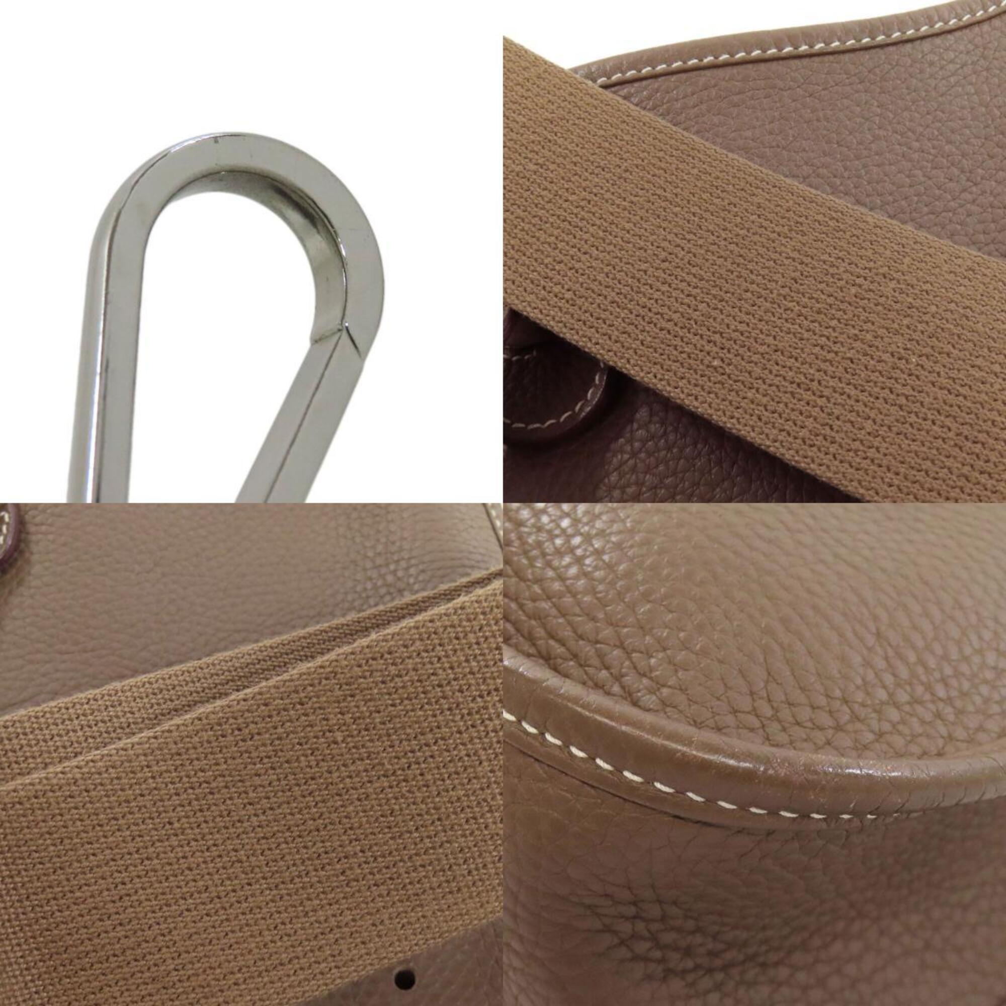 Hermes Brown Etoupe Gray Taurillon Clemence Leather Shoulder Bag (Pre-Owned)