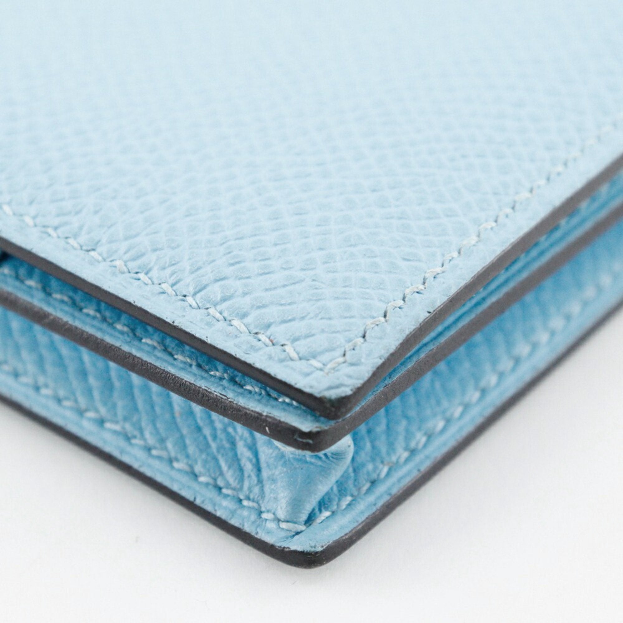 Hermes Bearn Light Blue Epsom Leather Long Wallet (Bi-Fold) (Pre-Owned)