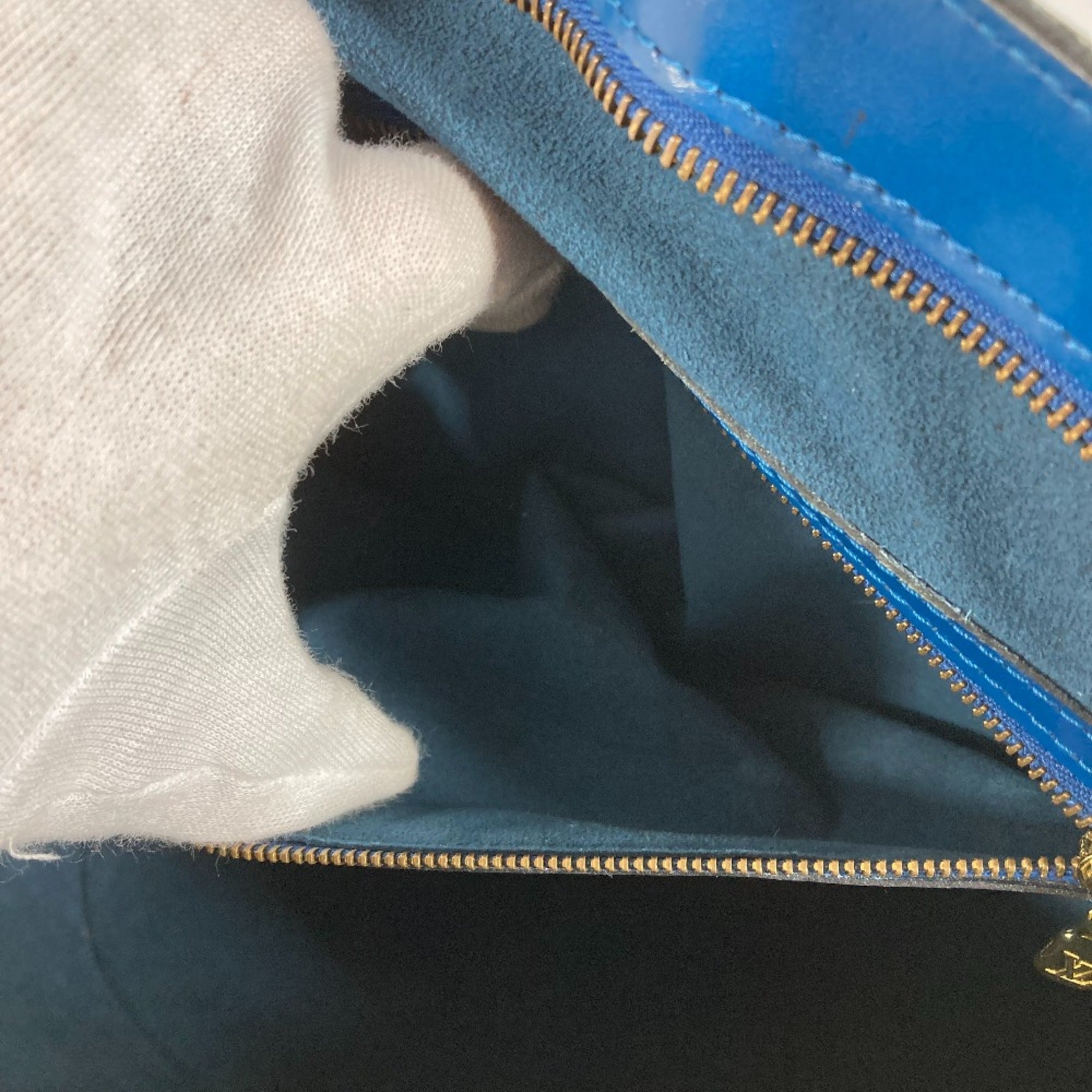 Louis Vuitton Blue Leather Tote Bag (Pre-Owned)