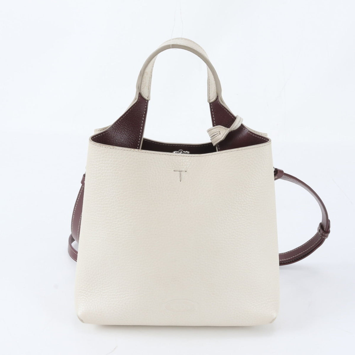 Tod's Red Color White Wine Leather Handbag Shoulder Bag Tote Bag (Pre-Owned)