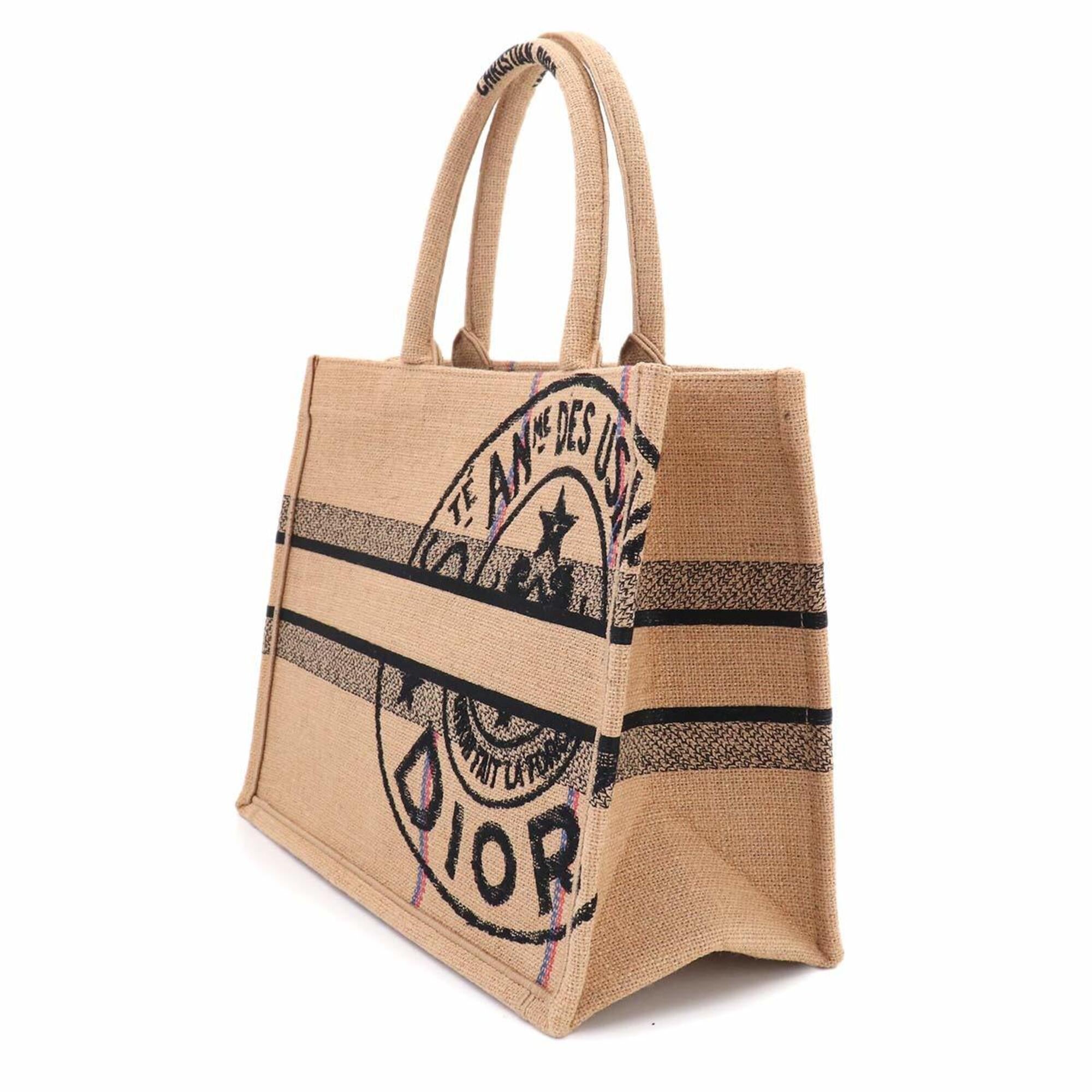 Christian Dior Beige Canvas Hemp Handbag Tote Bag (Pre-Owned)